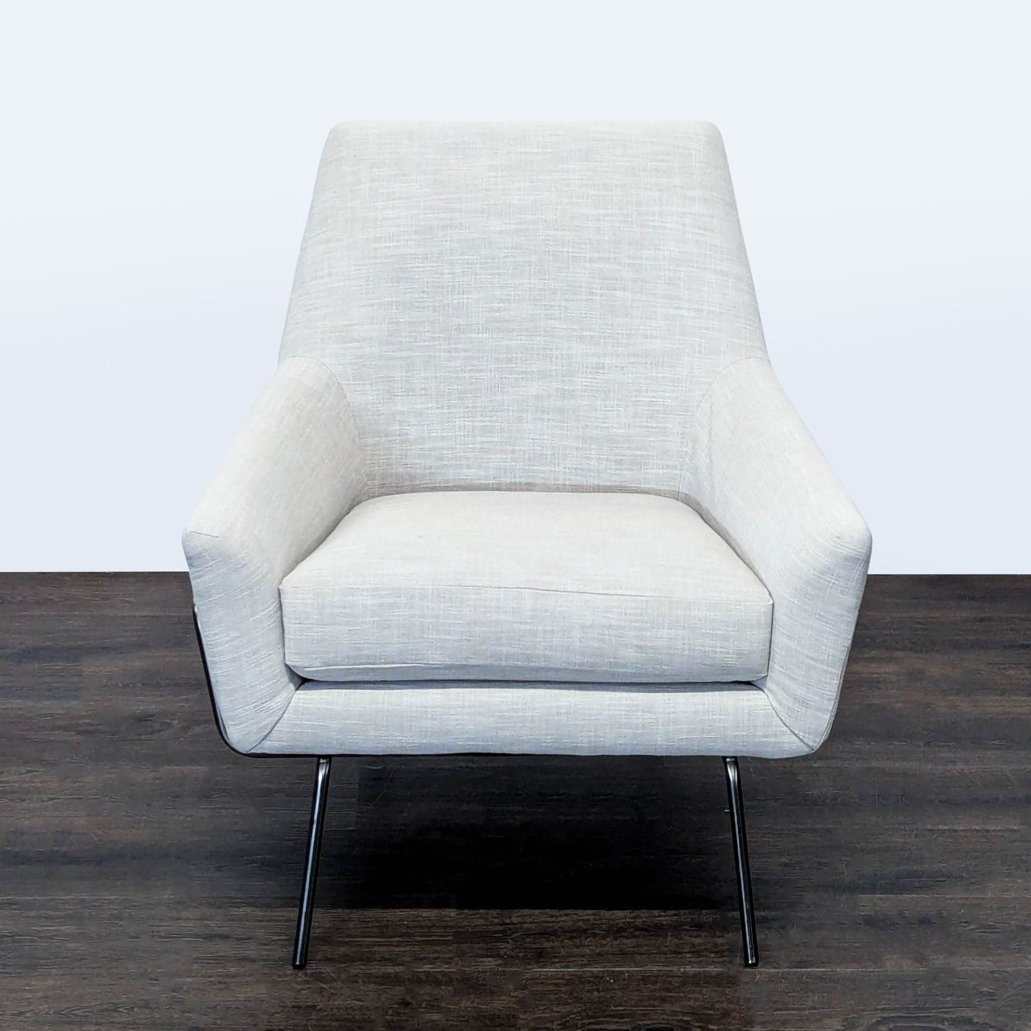 West Elm Lucas Modern Lounge Chair in Light Gray Upholstery - Thumbnail 3