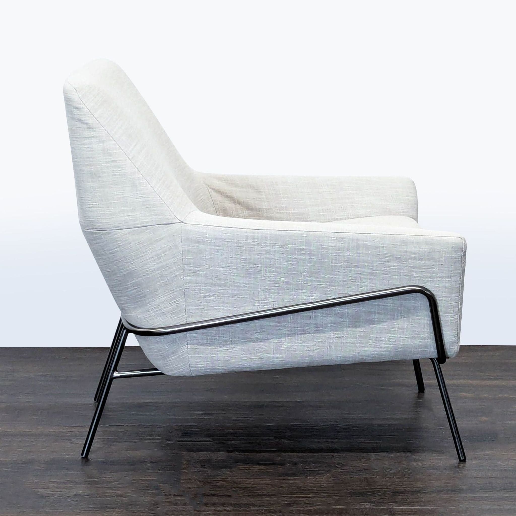 West Elm Lucas Modern Lounge Chair in Light Gray Upholstery - Thumbnail 4