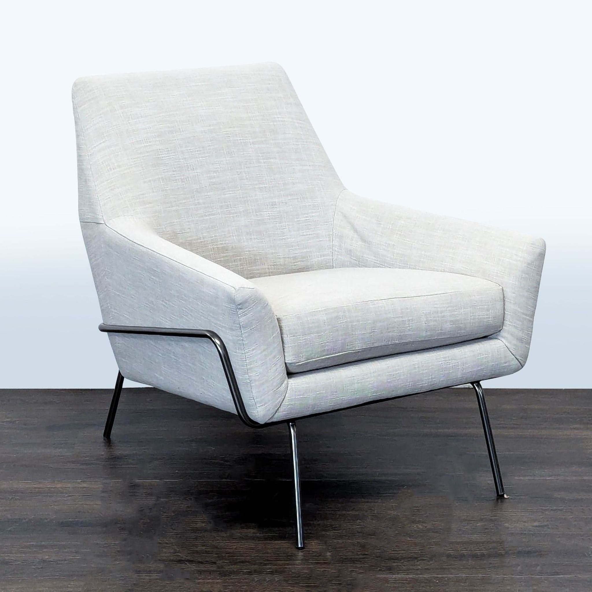 West Elm Lucas Modern Lounge Chair in Light Gray Upholstery - Thumbnail 2