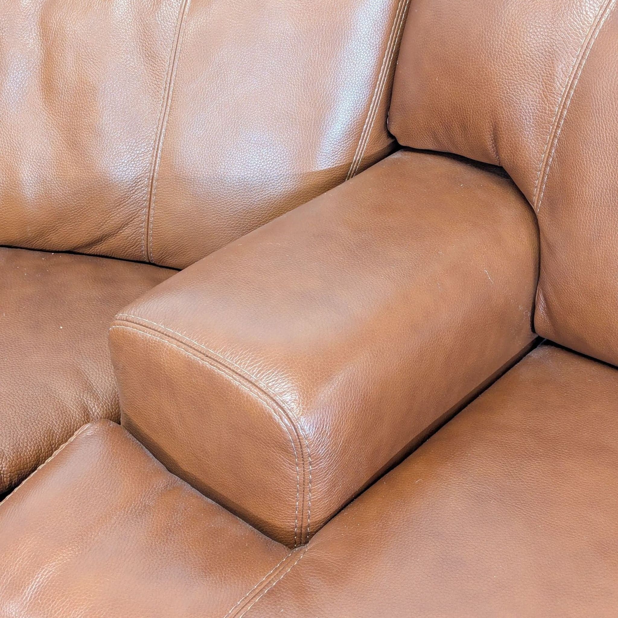 Brown Leather Power Reclining Sectional Sofa with Built-In Armrests - Thumbnail 6