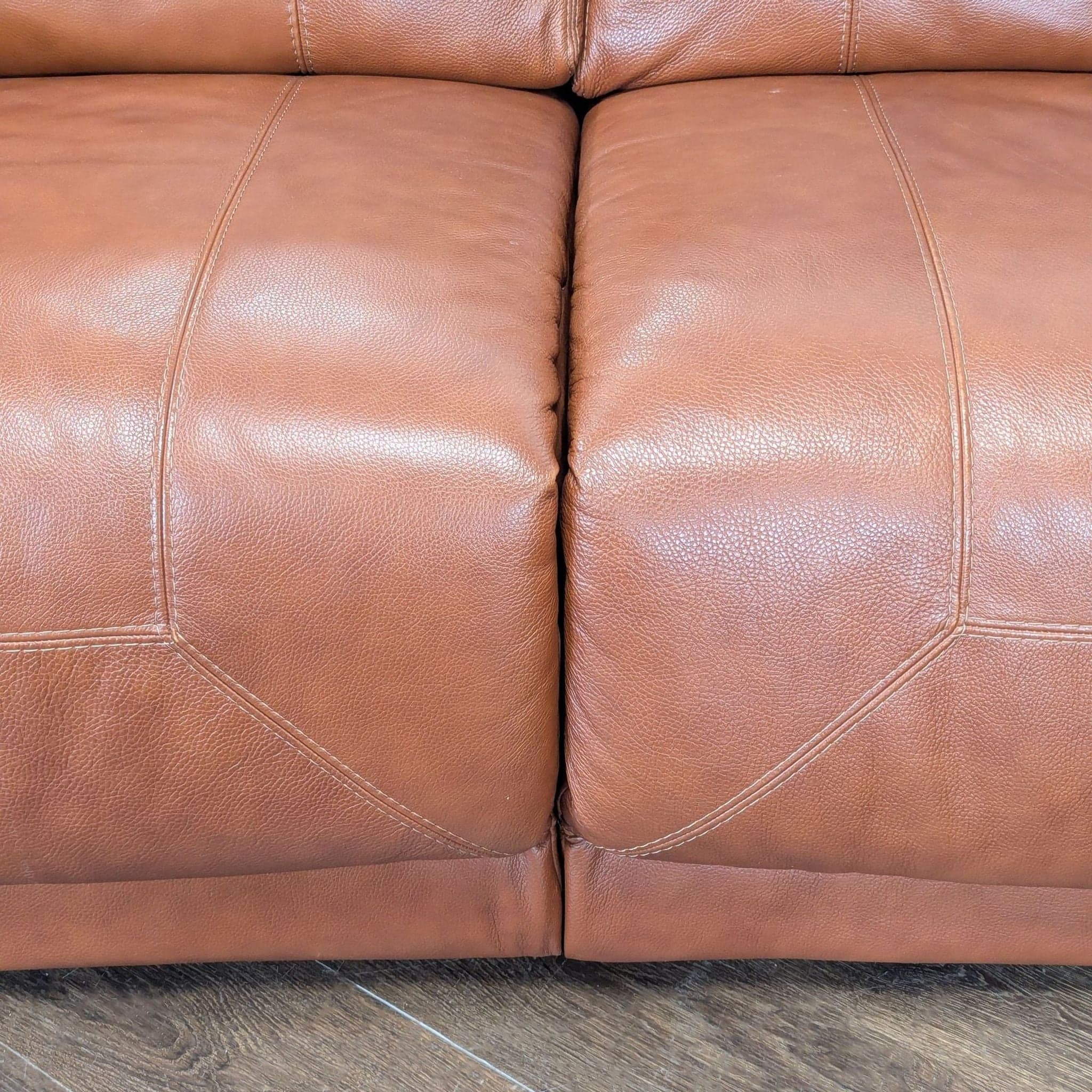 Brown Leather Power Reclining Sectional Sofa with Built-In Armrests - Thumbnail 7