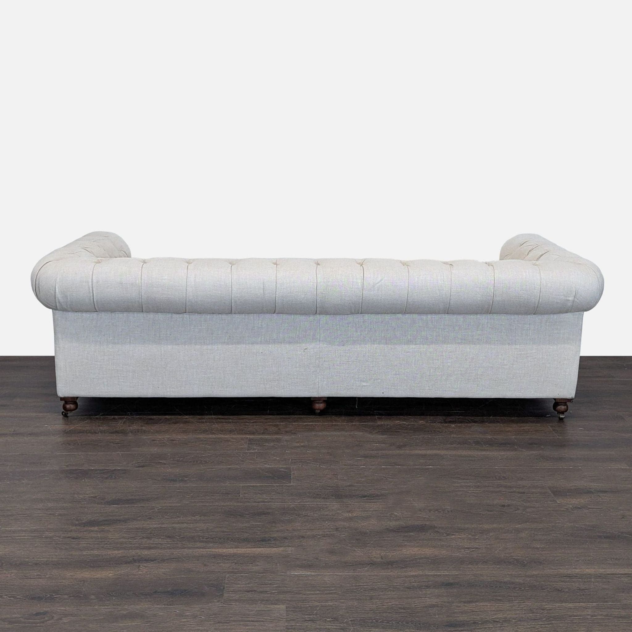 Restoration Hardware Kensington Classic 3-Seat Chesterfield Sofa in Light Linen - Thumbnail 4