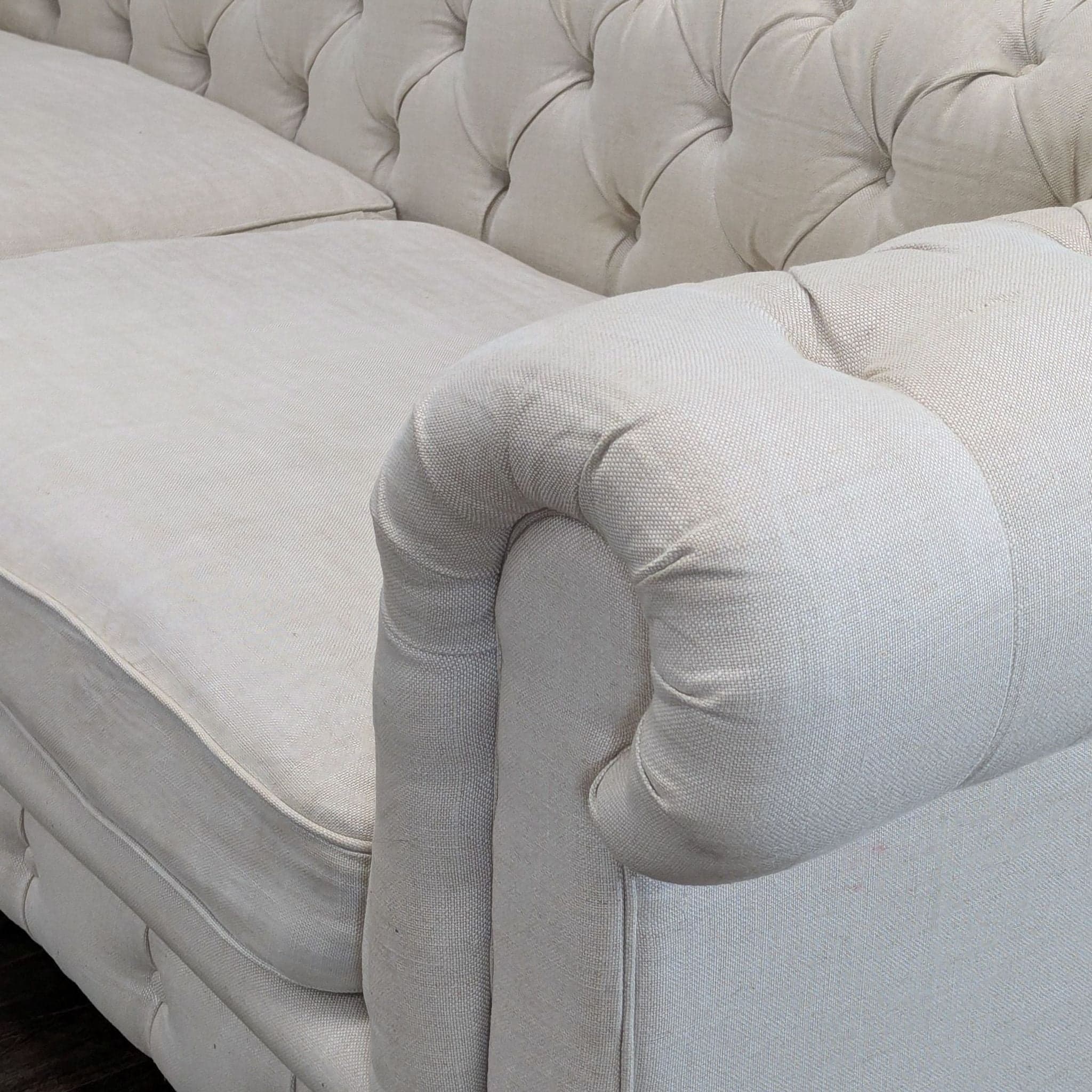 Restoration Hardware Kensington Classic 3-Seat Chesterfield Sofa in Light Linen - Thumbnail 3