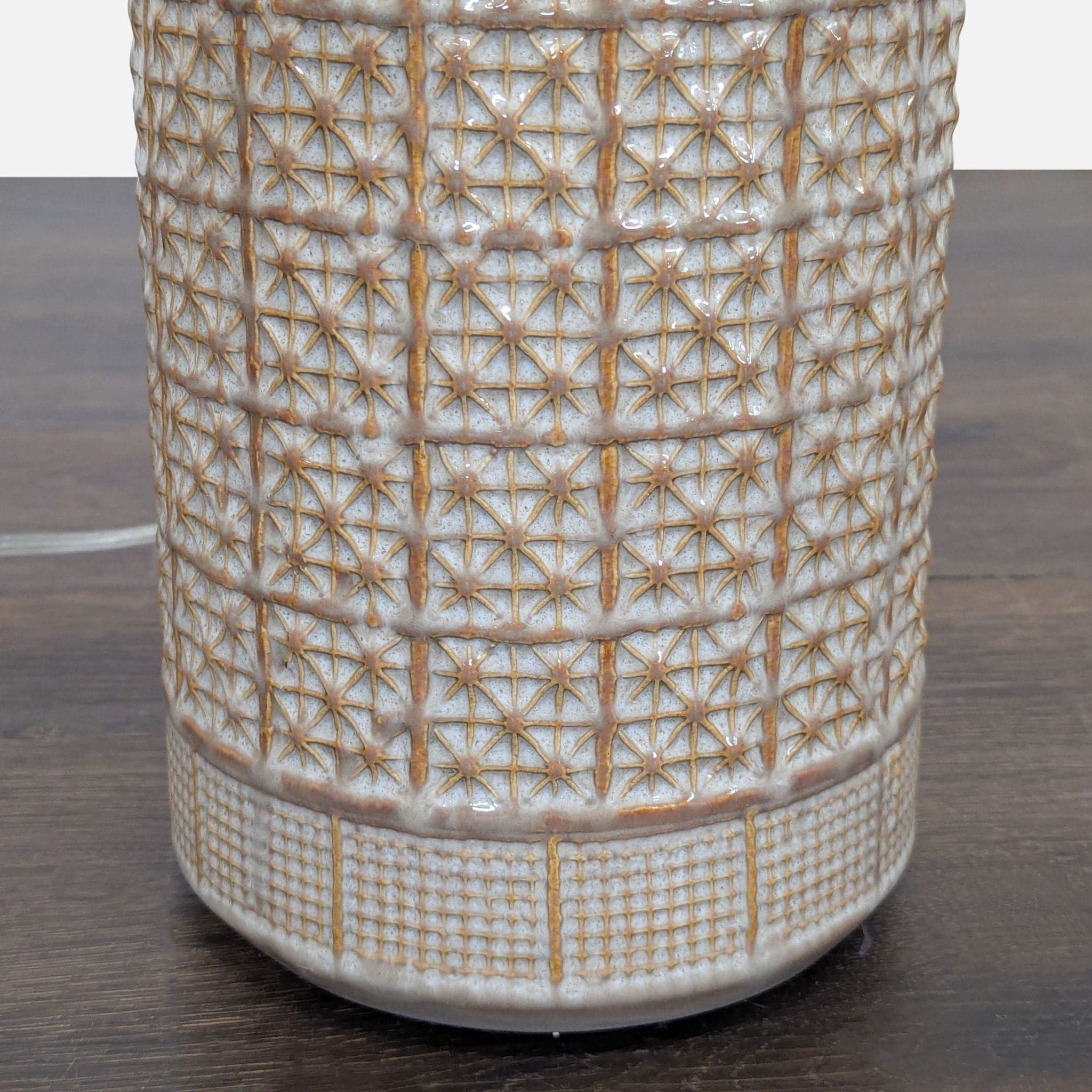 Pottery Barn Emma Textured Ceramic Table Lamp with Drum Shade - Thumbnail 2