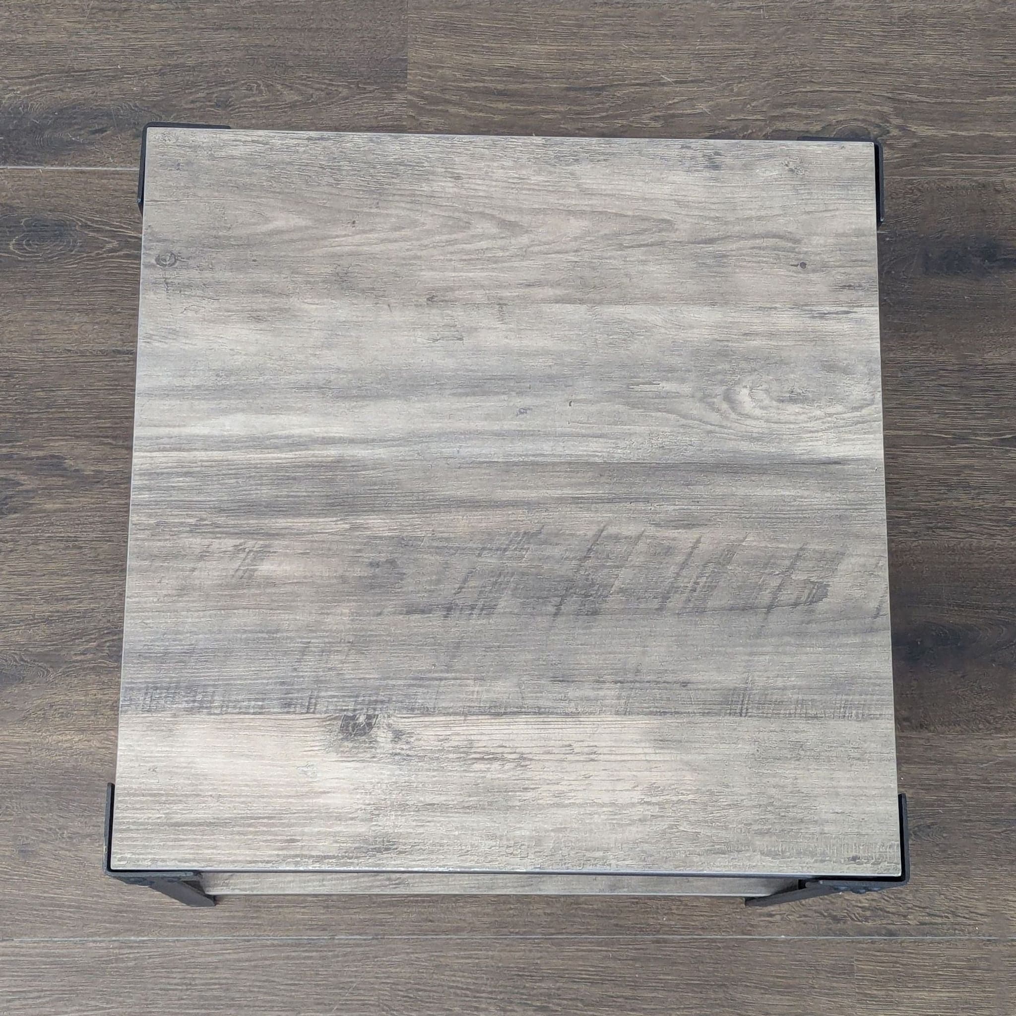 Walker Edison Barnwood Angle Iron Rustic Wood Side Table - Thumbnail 4