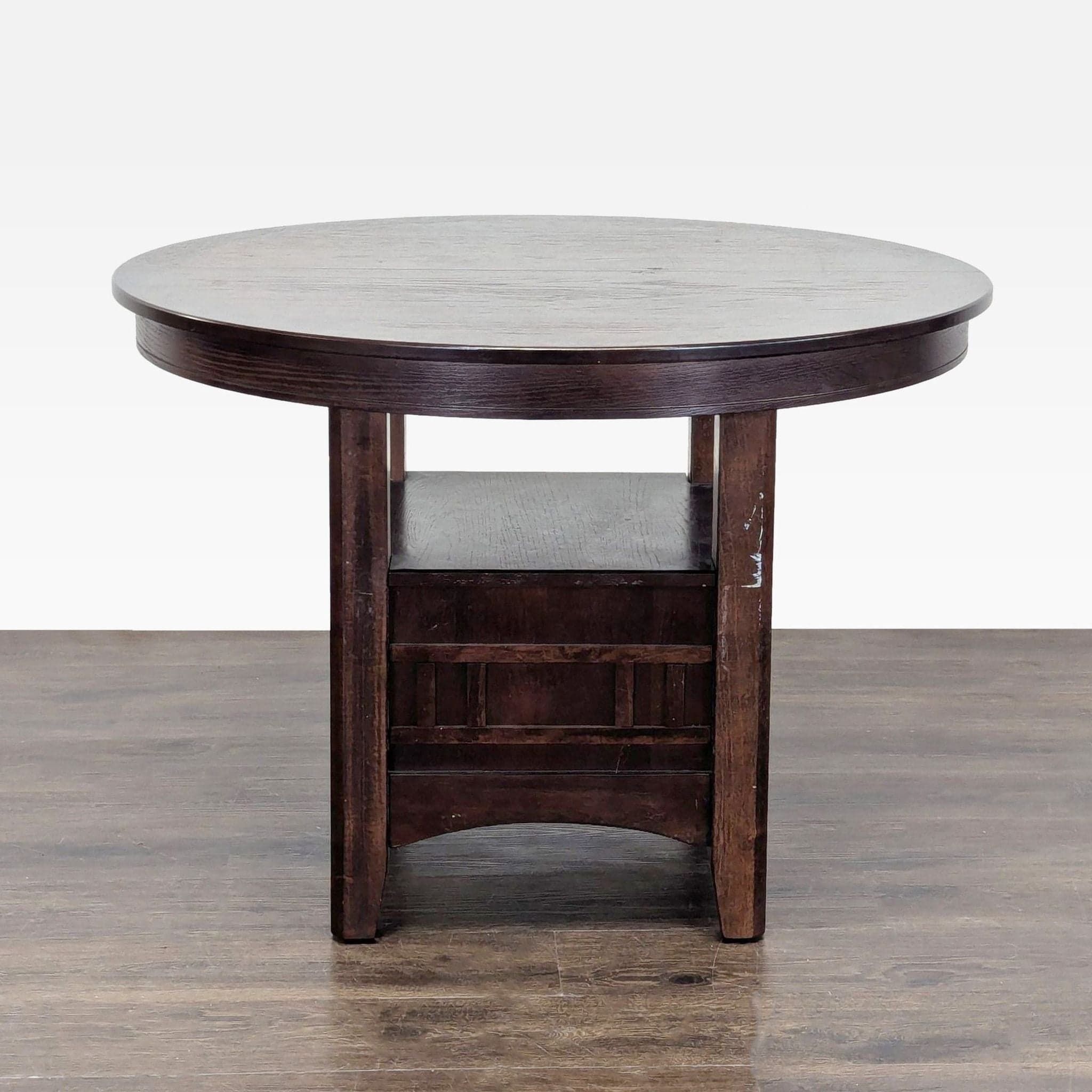 Dark Wood 5-Piece Round Extendable Dining Set with Upholstered Chairs - Thumbnail 10