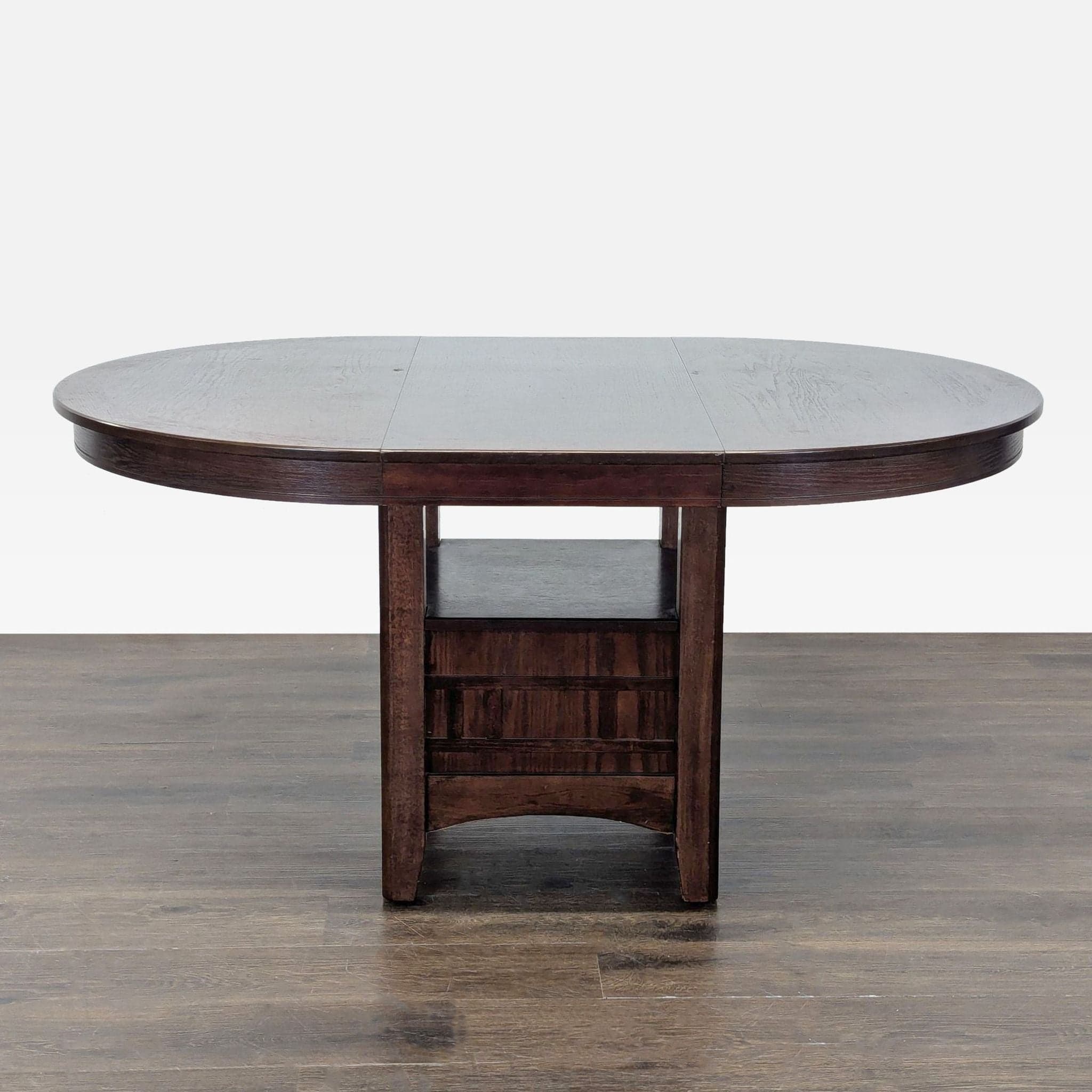 Dark Wood 5-Piece Round Extendable Dining Set with Upholstered Chairs - Thumbnail 2