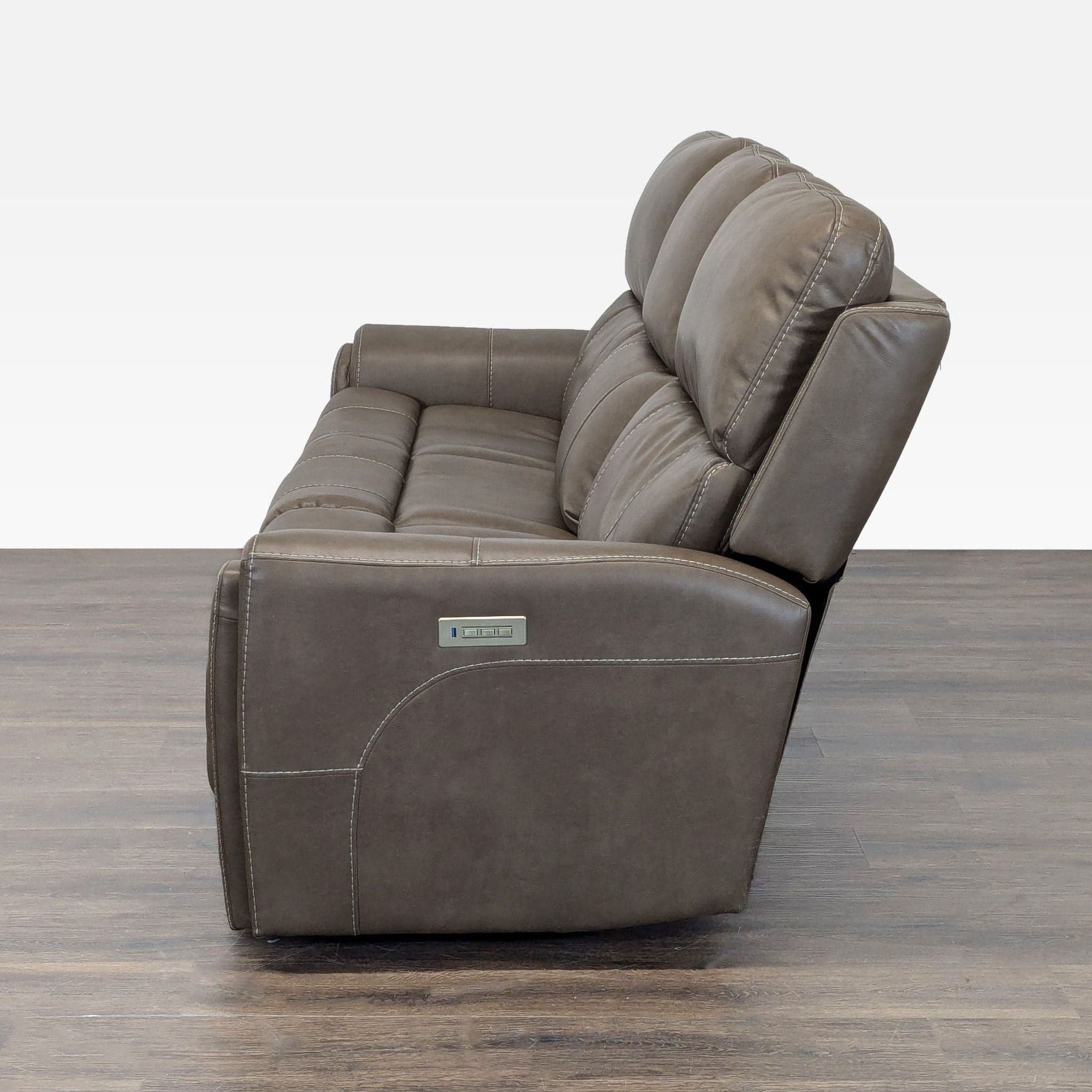 Flexsteel Carter 3-Seat Power Reclining Sofa - Brown Leather, Modern Comfort - Thumbnail 5