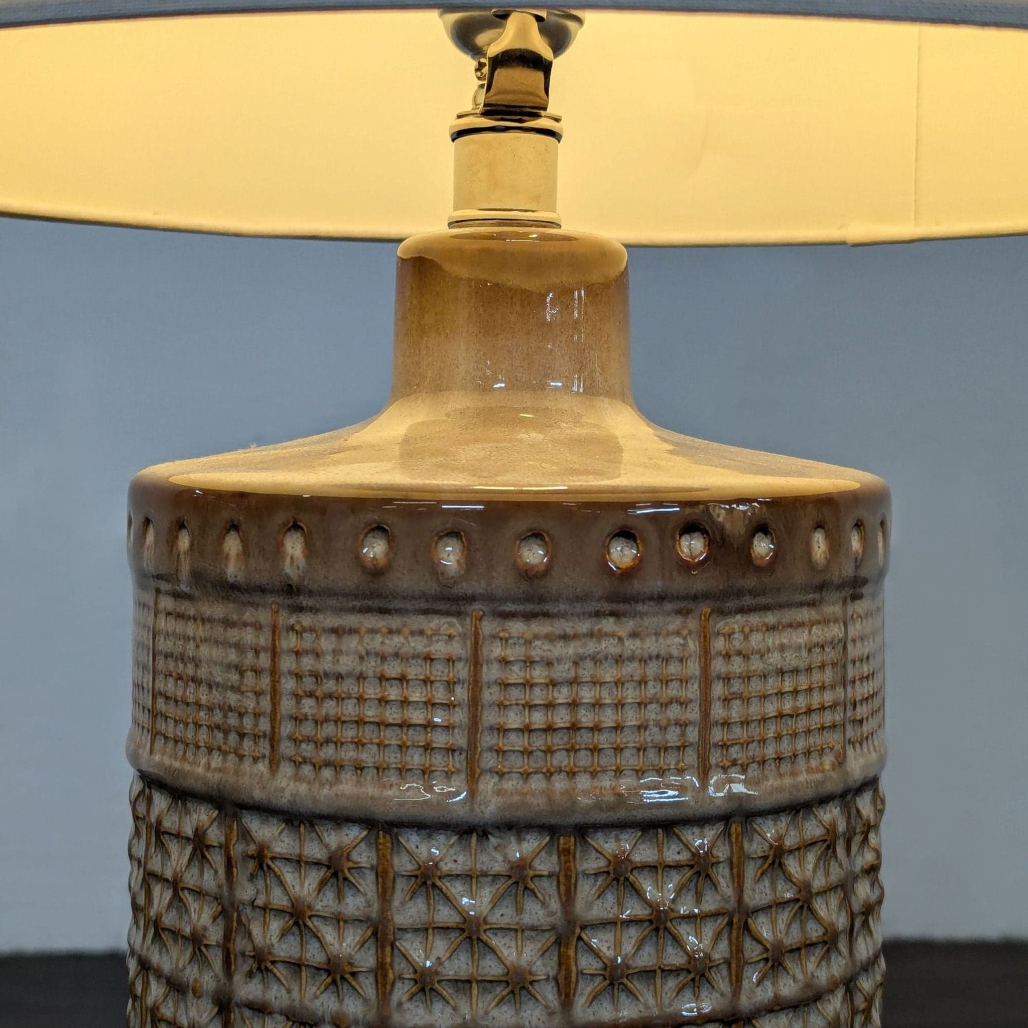 Pottery Barn Emma Textured Ceramic Table Lamp with Drum Shade - Thumbnail 6