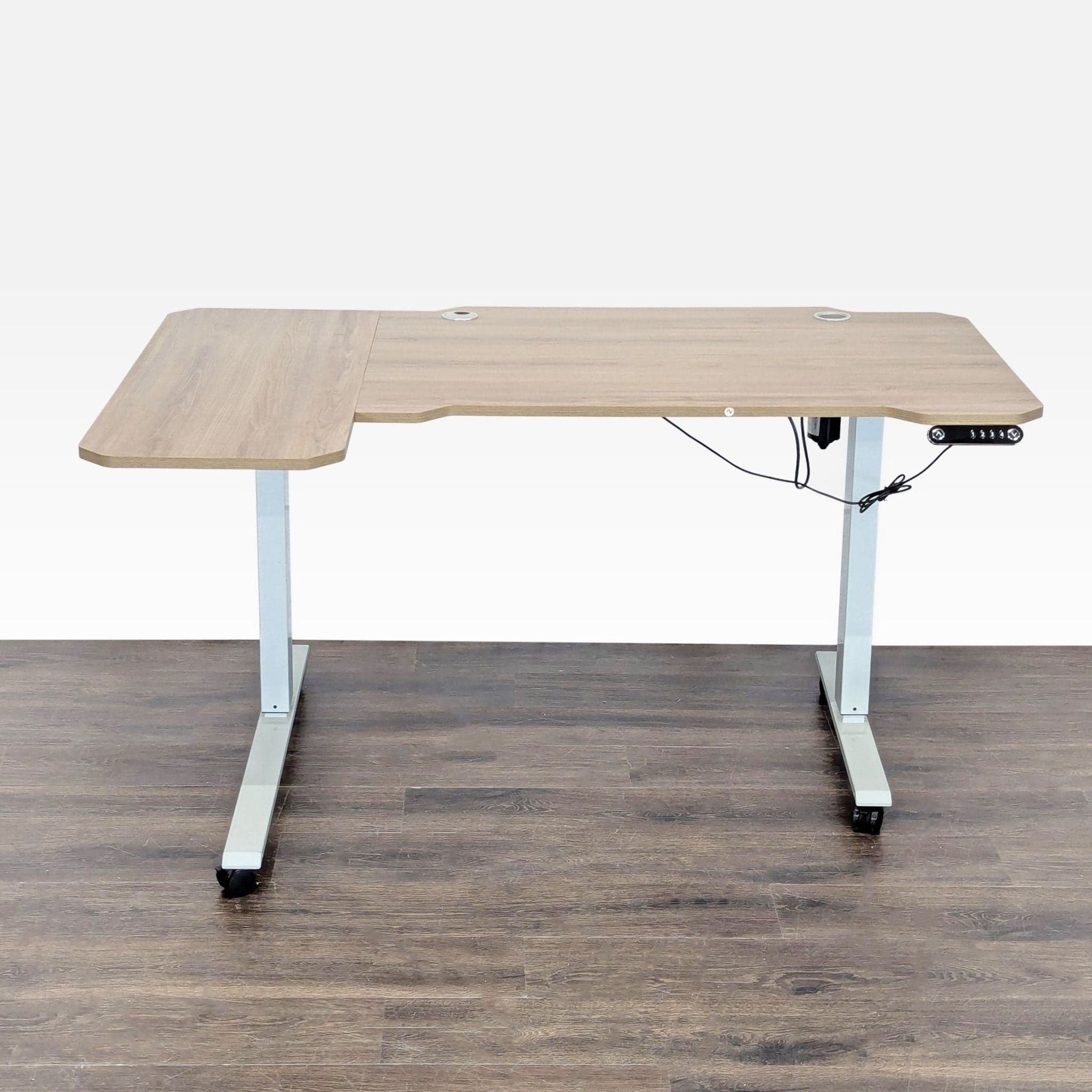 HEONAM Electric Height Adjustable L-Shaped Desk with Wheels - Thumbnail 11
