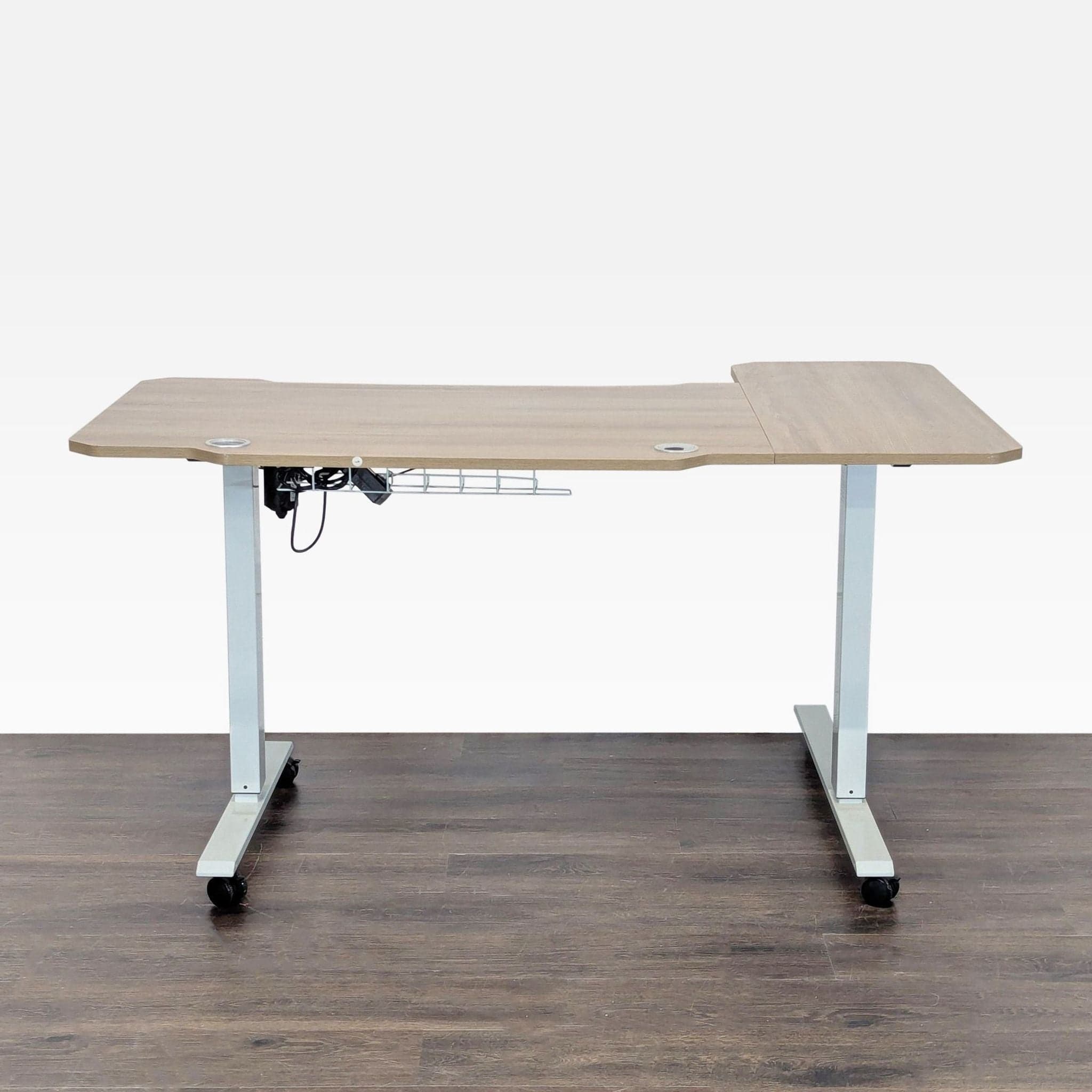 HEONAM Electric Height Adjustable L-Shaped Desk with Wheels - Thumbnail 4