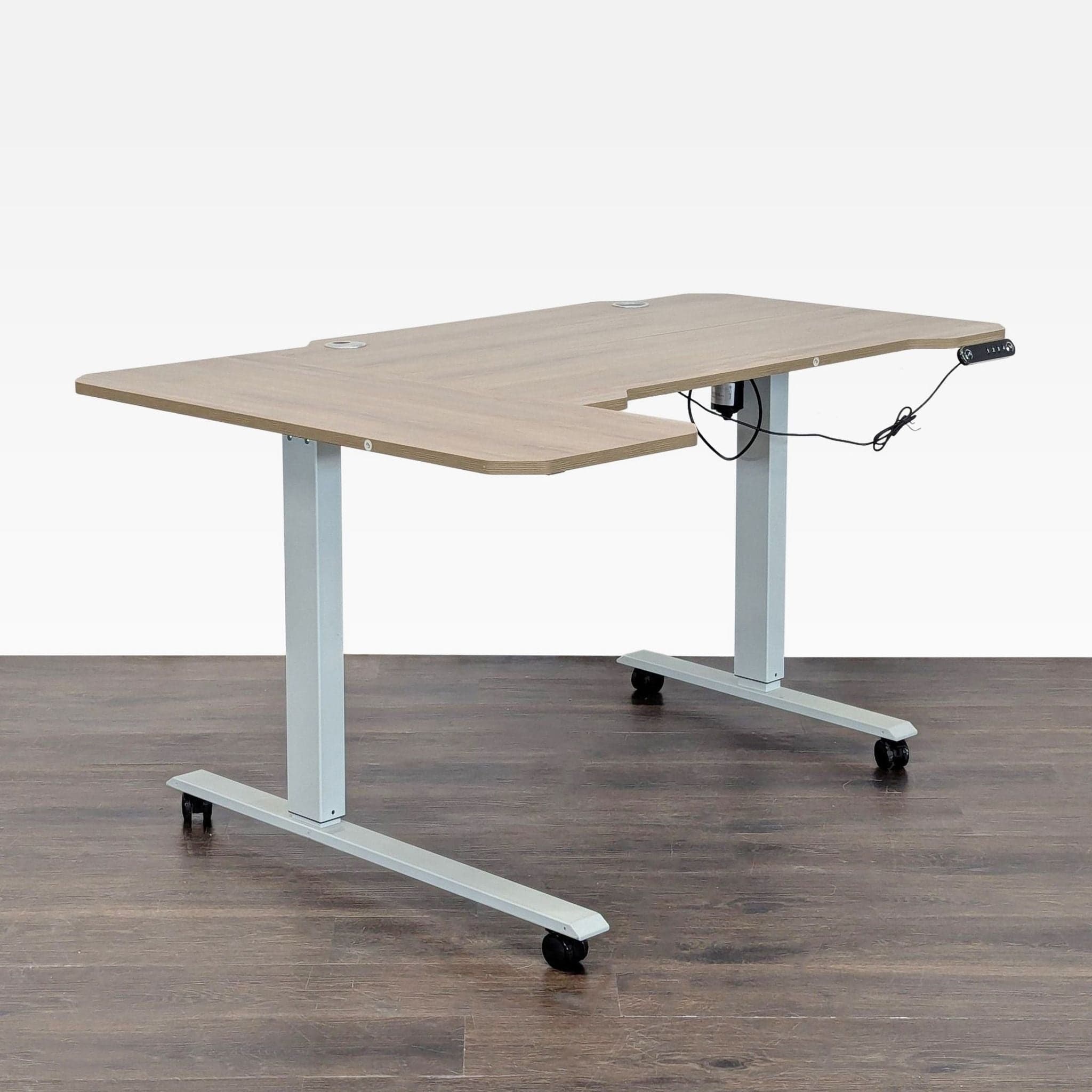 HEONAM Electric Height Adjustable L-Shaped Desk with Wheels - Thumbnail 2
