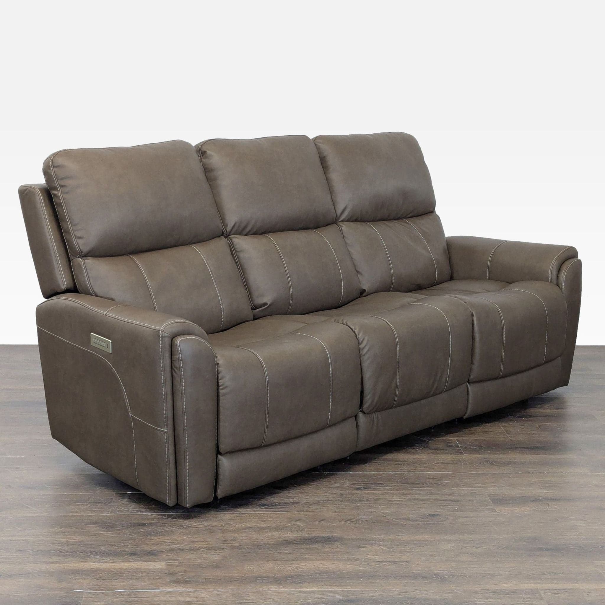 Flexsteel Carter 3-Seat Power Reclining Sofa - Brown Leather, Modern Comfort - Thumbnail 10