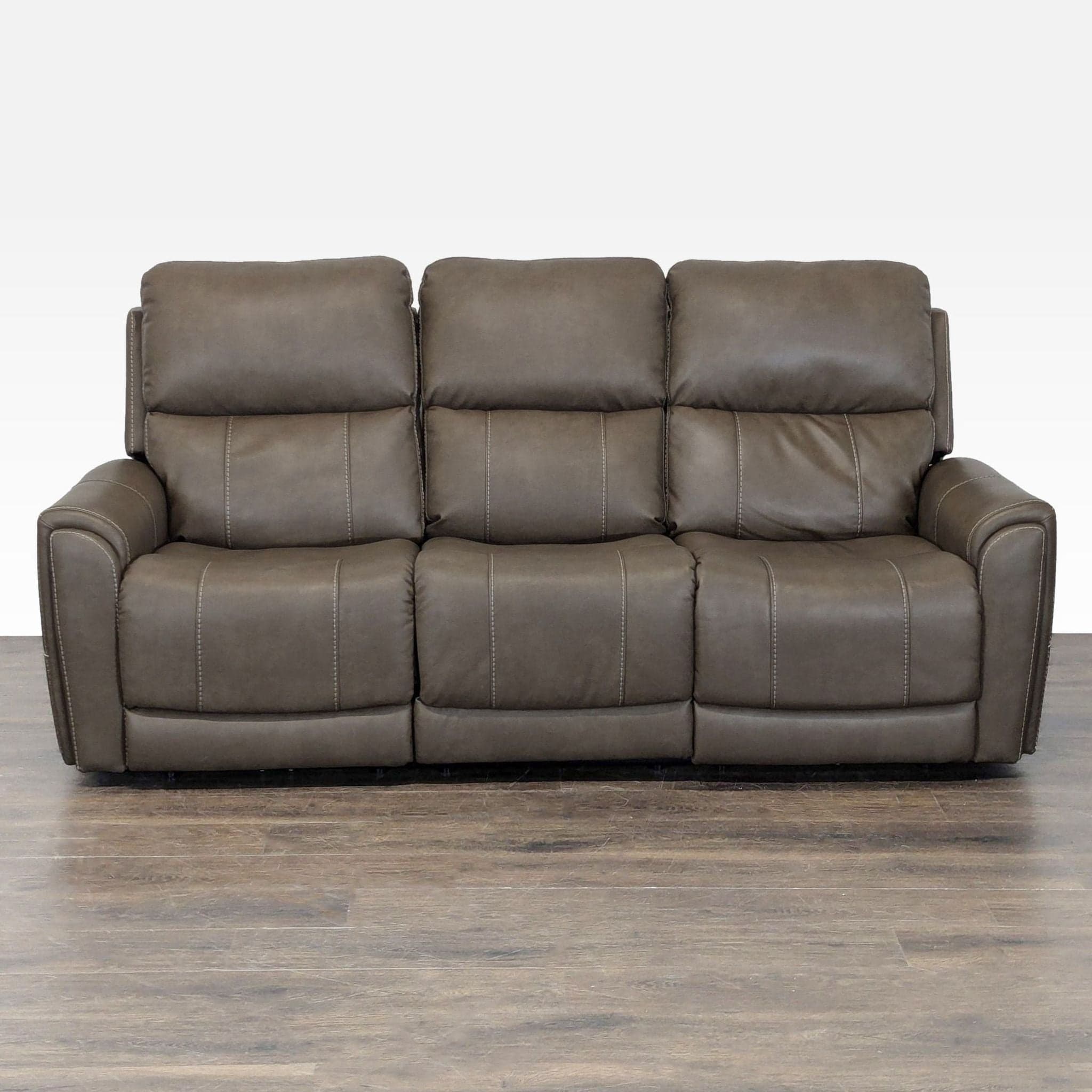 Flexsteel Carter 3-Seat Power Reclining Sofa - Brown Leather, Modern Comfort - Image 1