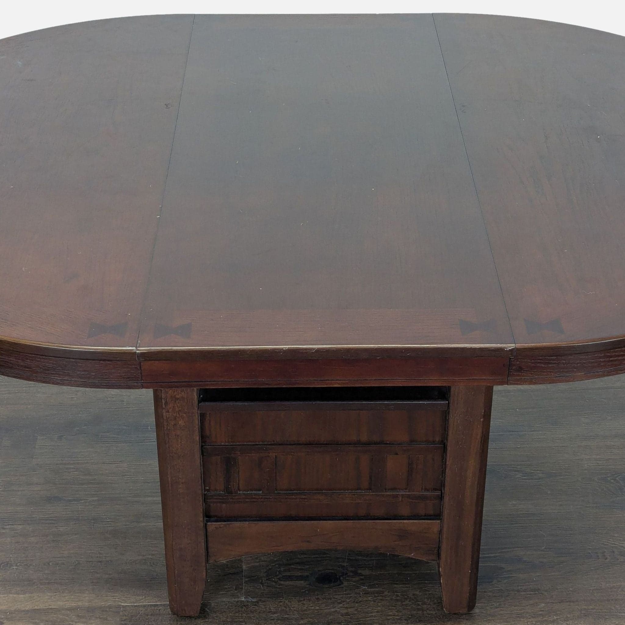 Dark Wood 5-Piece Round Extendable Dining Set with Upholstered Chairs - Thumbnail 14