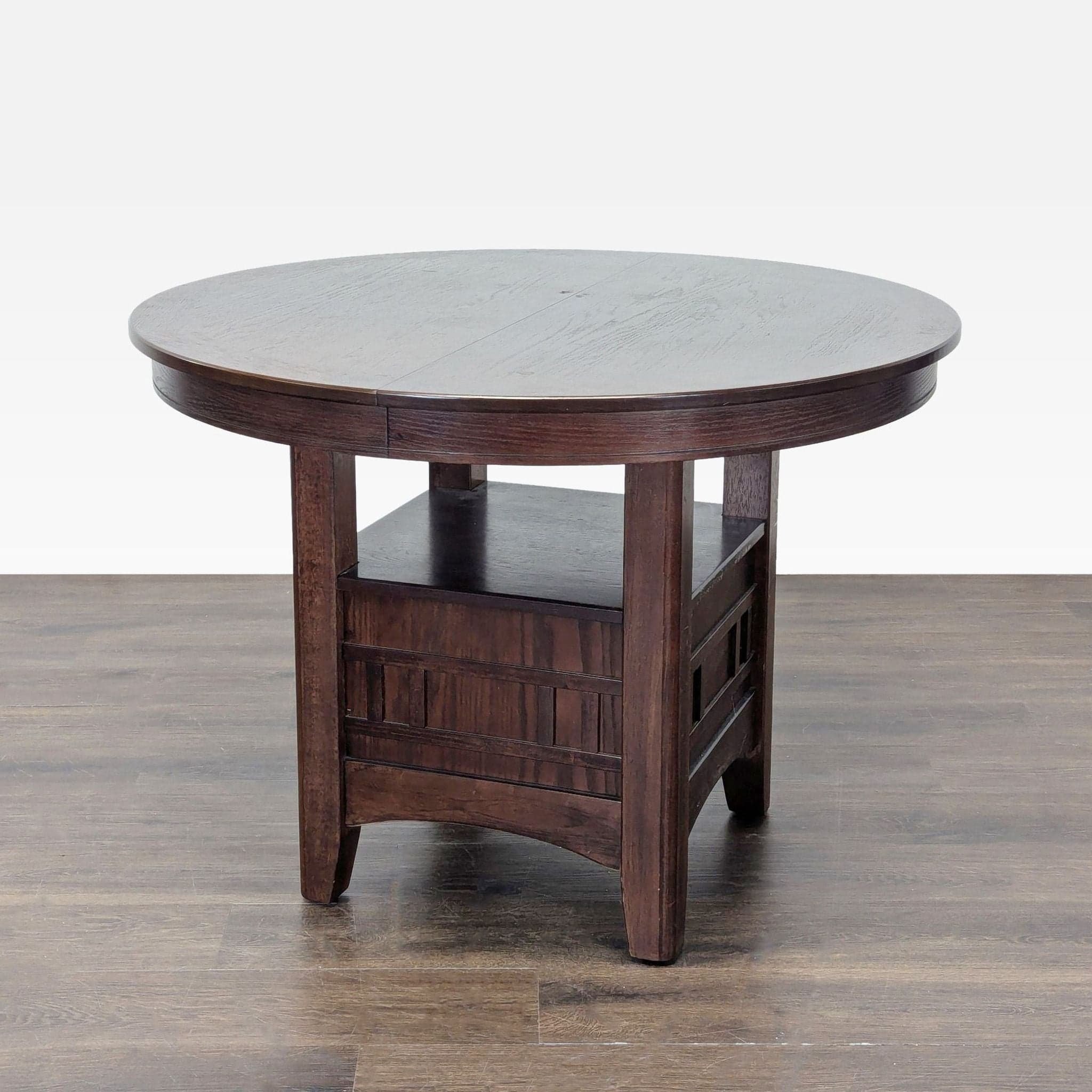 Dark Wood 5-Piece Round Extendable Dining Set with Upholstered Chairs - Thumbnail 8