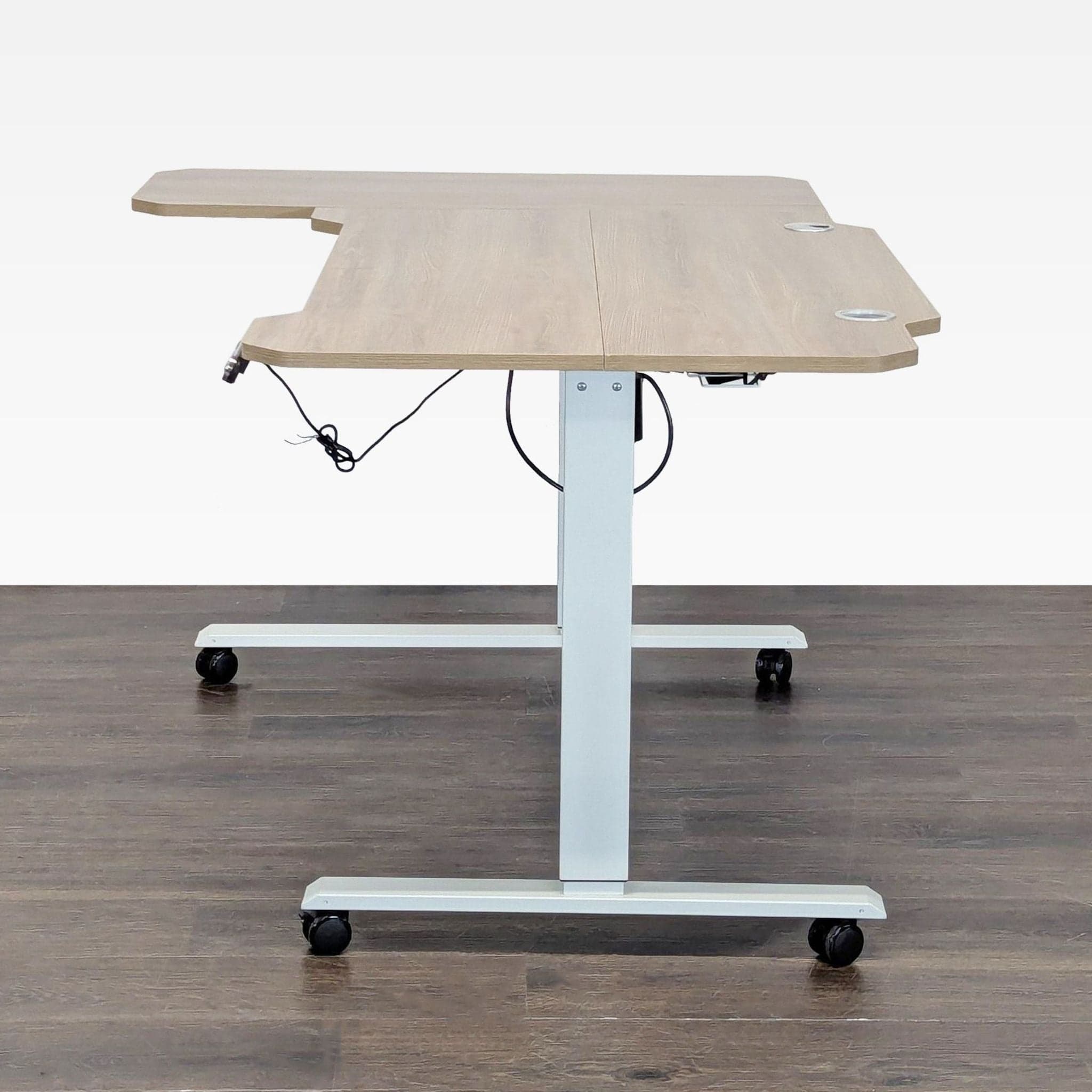 HEONAM Electric Height Adjustable L-Shaped Desk with Wheels - Thumbnail 5