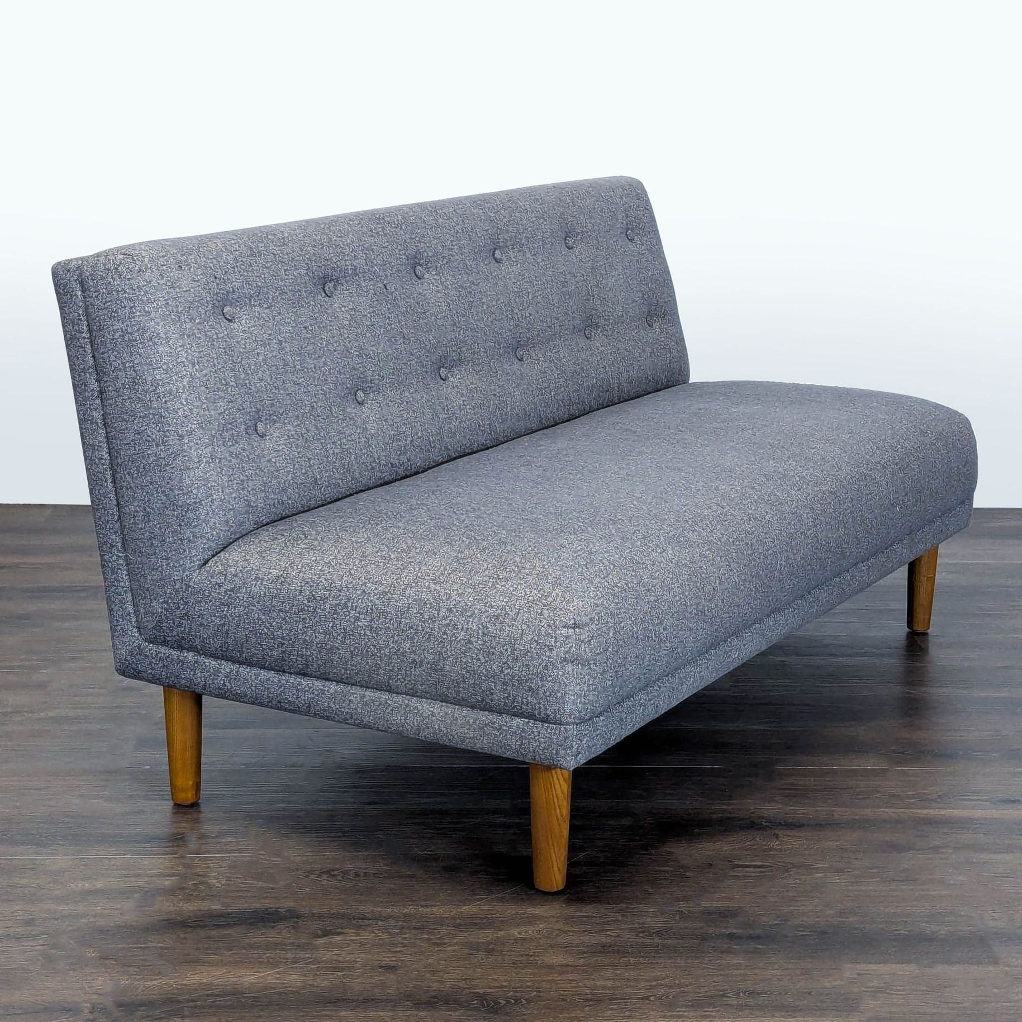 Jason Furniture Modern Gray Fabric Loveseat with Wooden Legs - Thumbnail 2