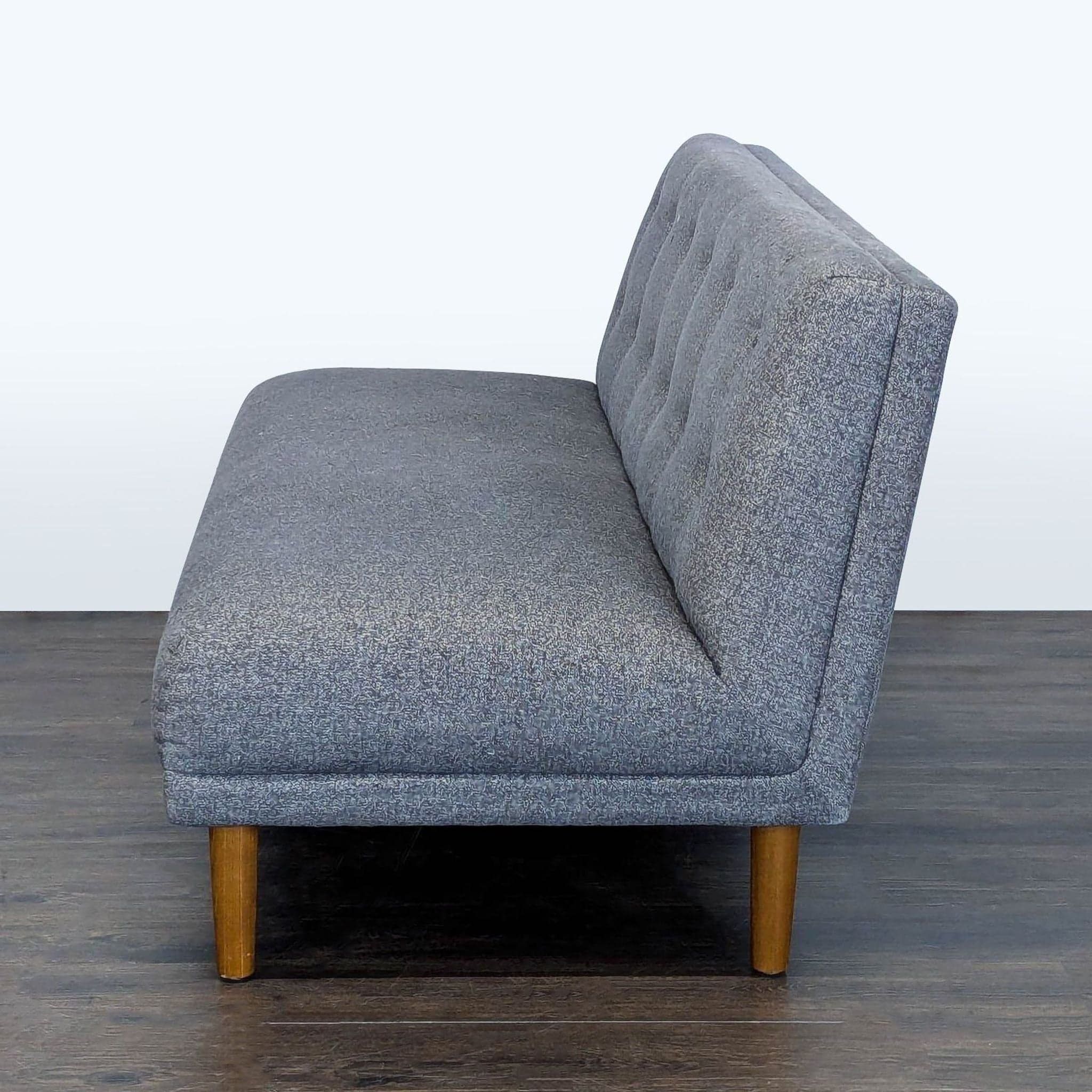 Jason Furniture Modern Gray Fabric Loveseat with Wooden Legs - Thumbnail 5