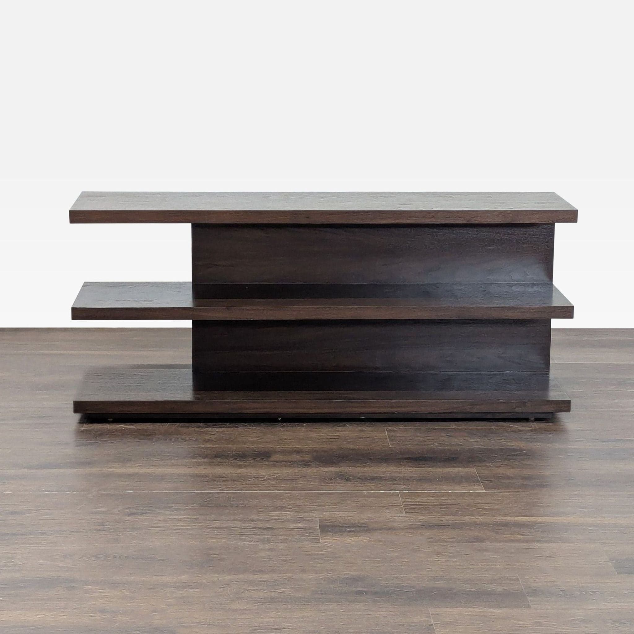 Modern Dark Wood Three-Tier Bookshelf - Image 1