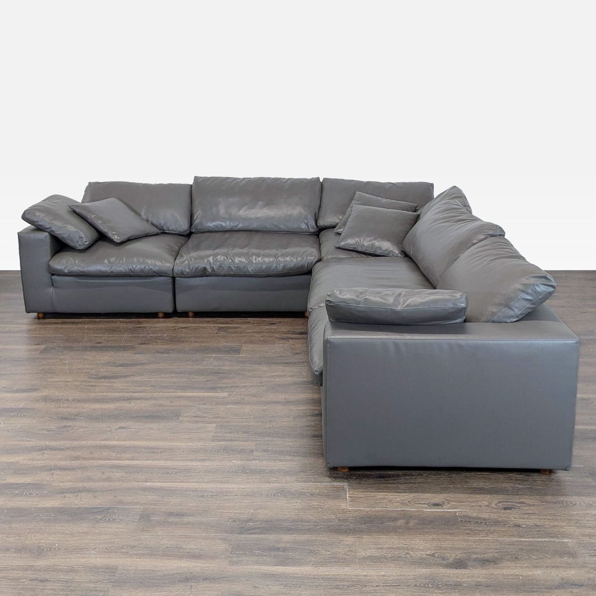 Modway Commix Grey Vegan Leather Sectional Sofa - Spacious L-Shaped Seating - Image 1