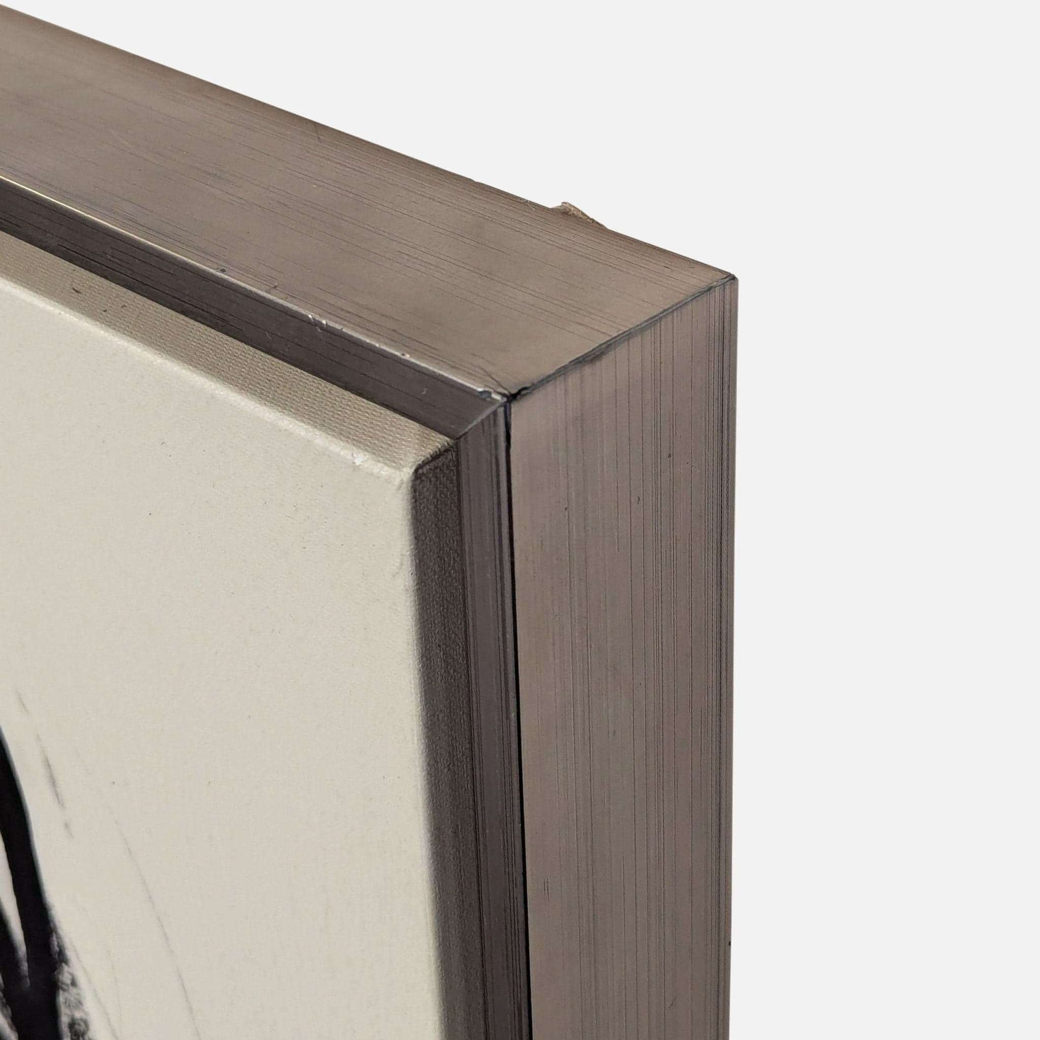 Modern Abstract Black and White Framed Painting - Thumbnail 4