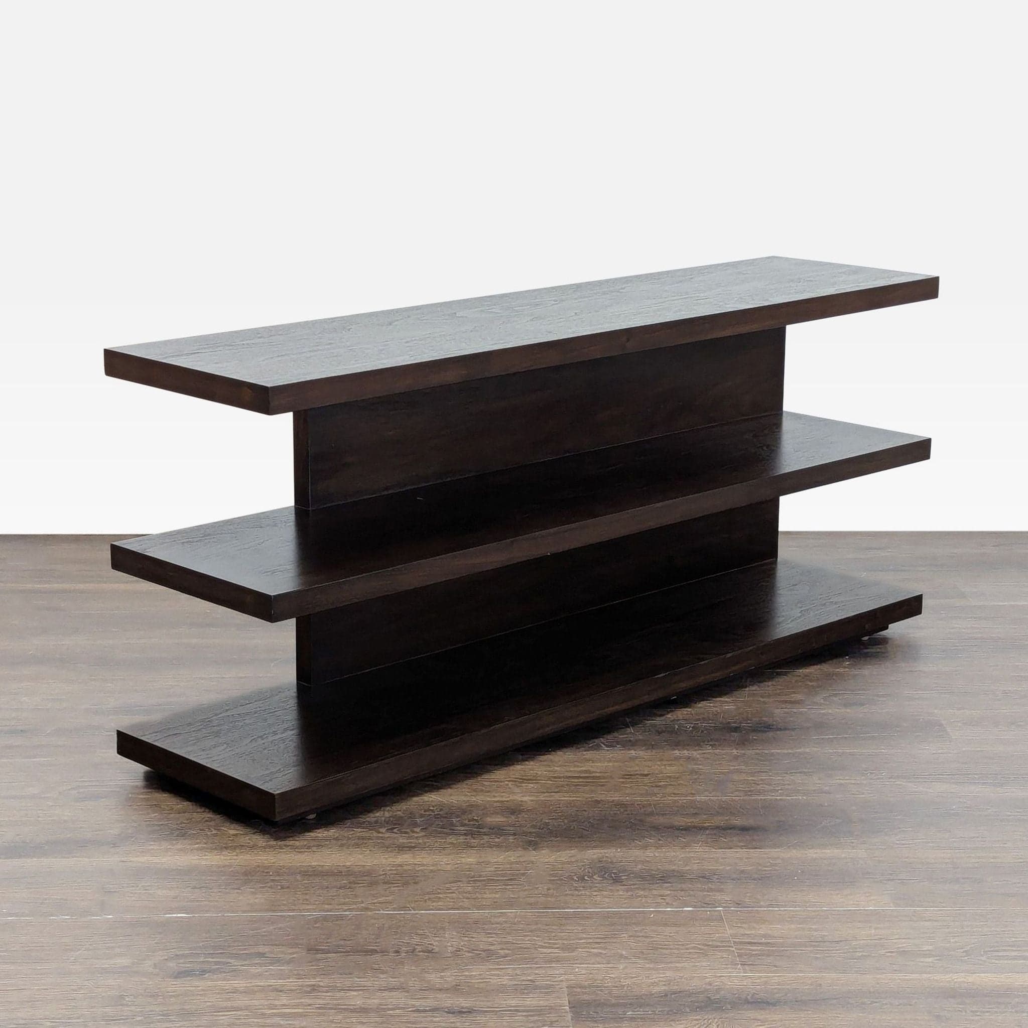 Modern Dark Wood Three-Tier Bookshelf - Thumbnail 2