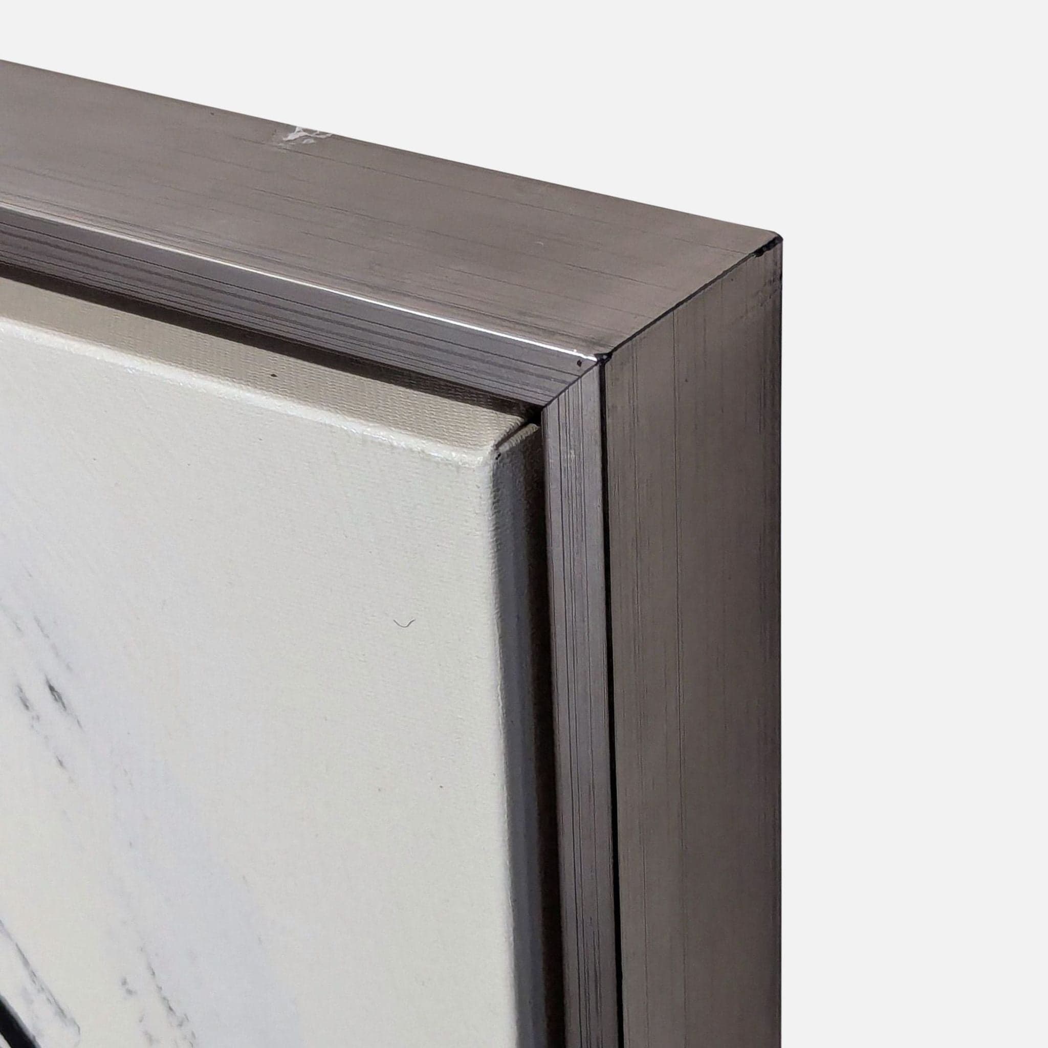 Modern Abstract Black and White Swirl Framed Painting - Thumbnail 3