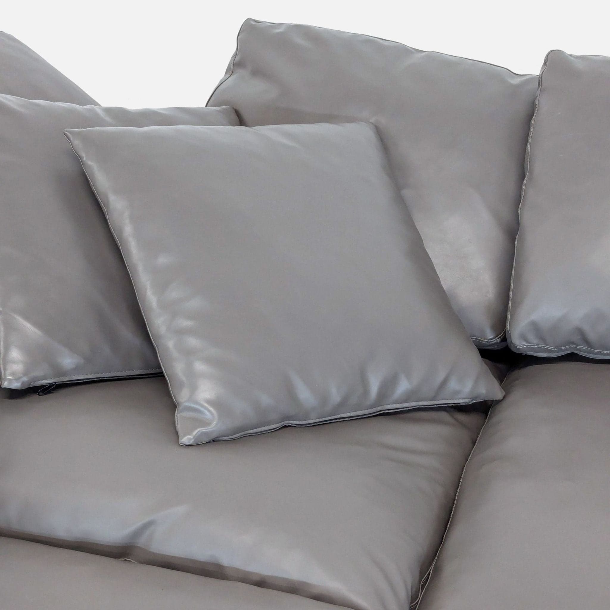 Modway Commix Grey Vegan Leather Sectional Sofa - Spacious L-Shaped Seating - Thumbnail 3