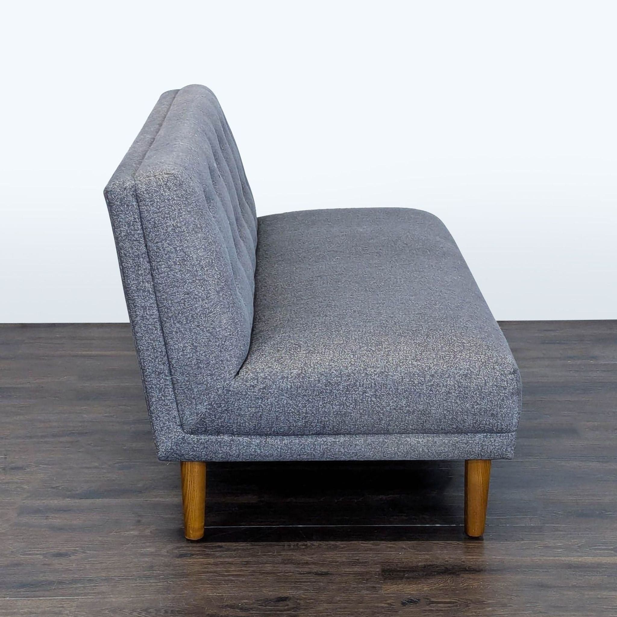 Jason Furniture Modern Gray Fabric Loveseat with Wooden Legs - Thumbnail 3