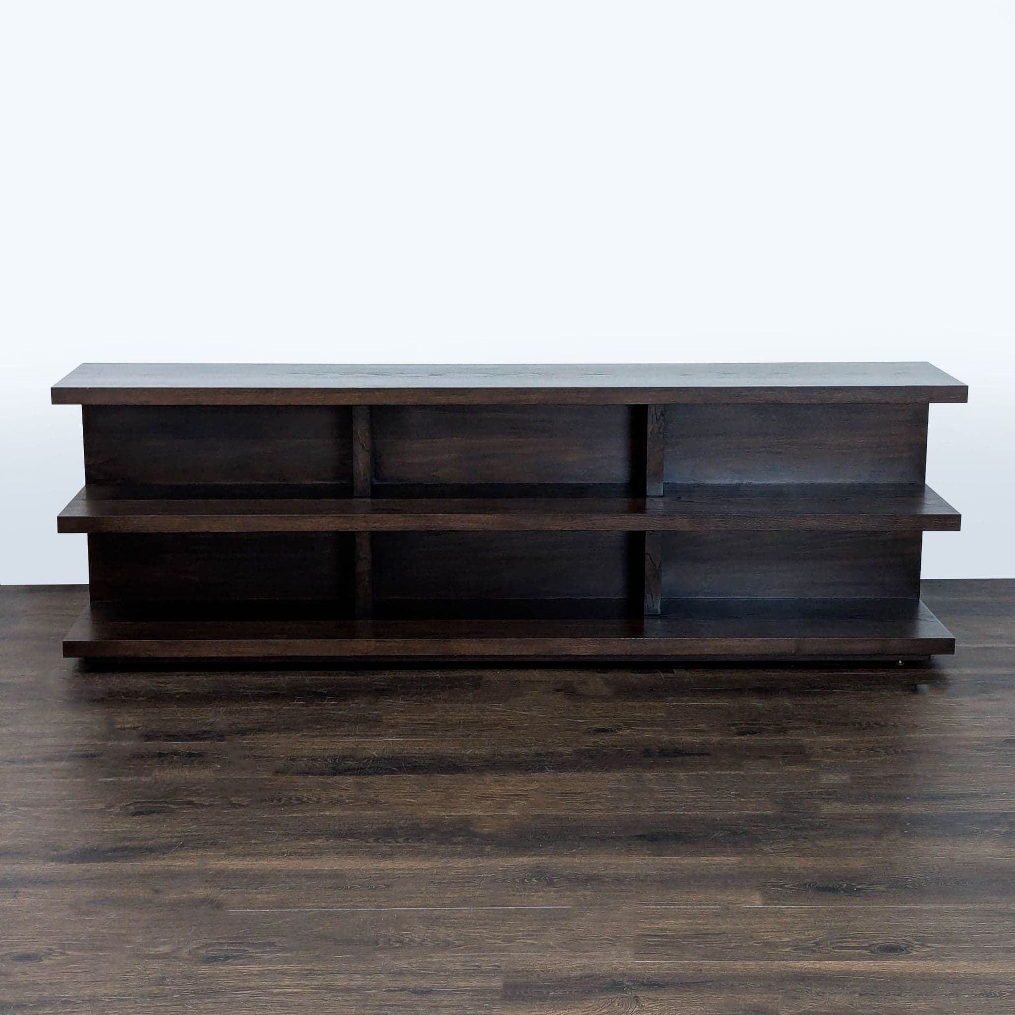 Modern Dark Wood 3-Tier Bookshelf with Open Shelves - Image 1