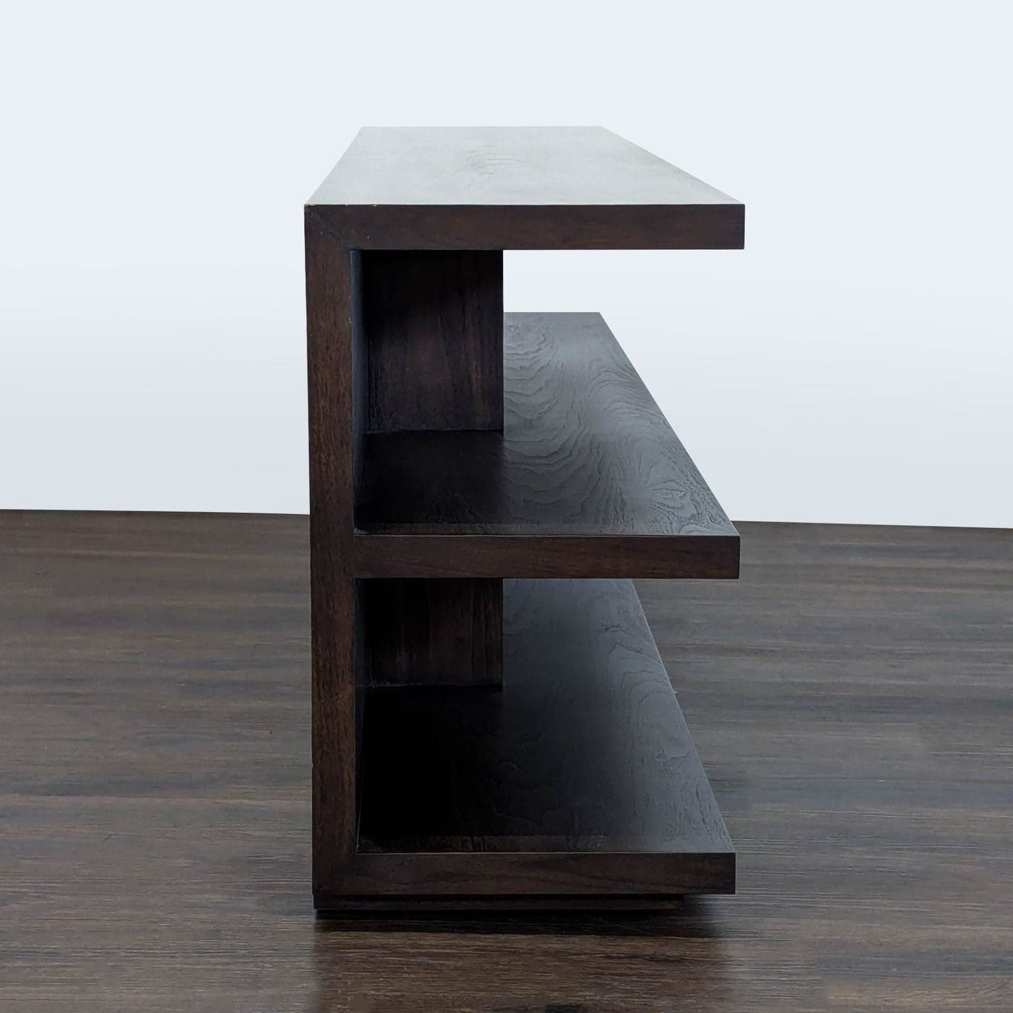 Modern Dark Wood 3-Tier Bookshelf with Open Shelves - Thumbnail 3