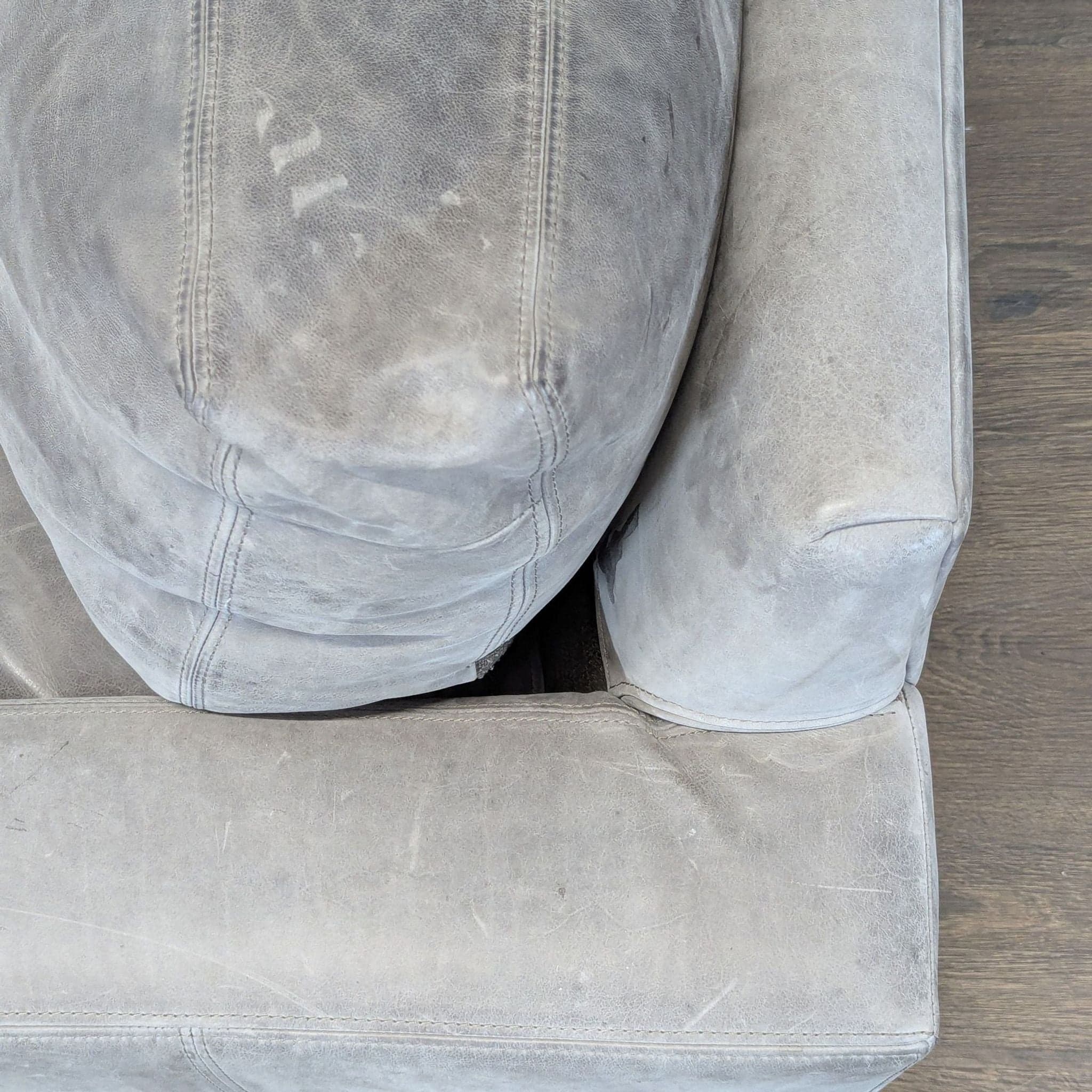 Restoration Hardware Maxwell 3-Seat Modern Gray Leather Sofa - Thumbnail 6