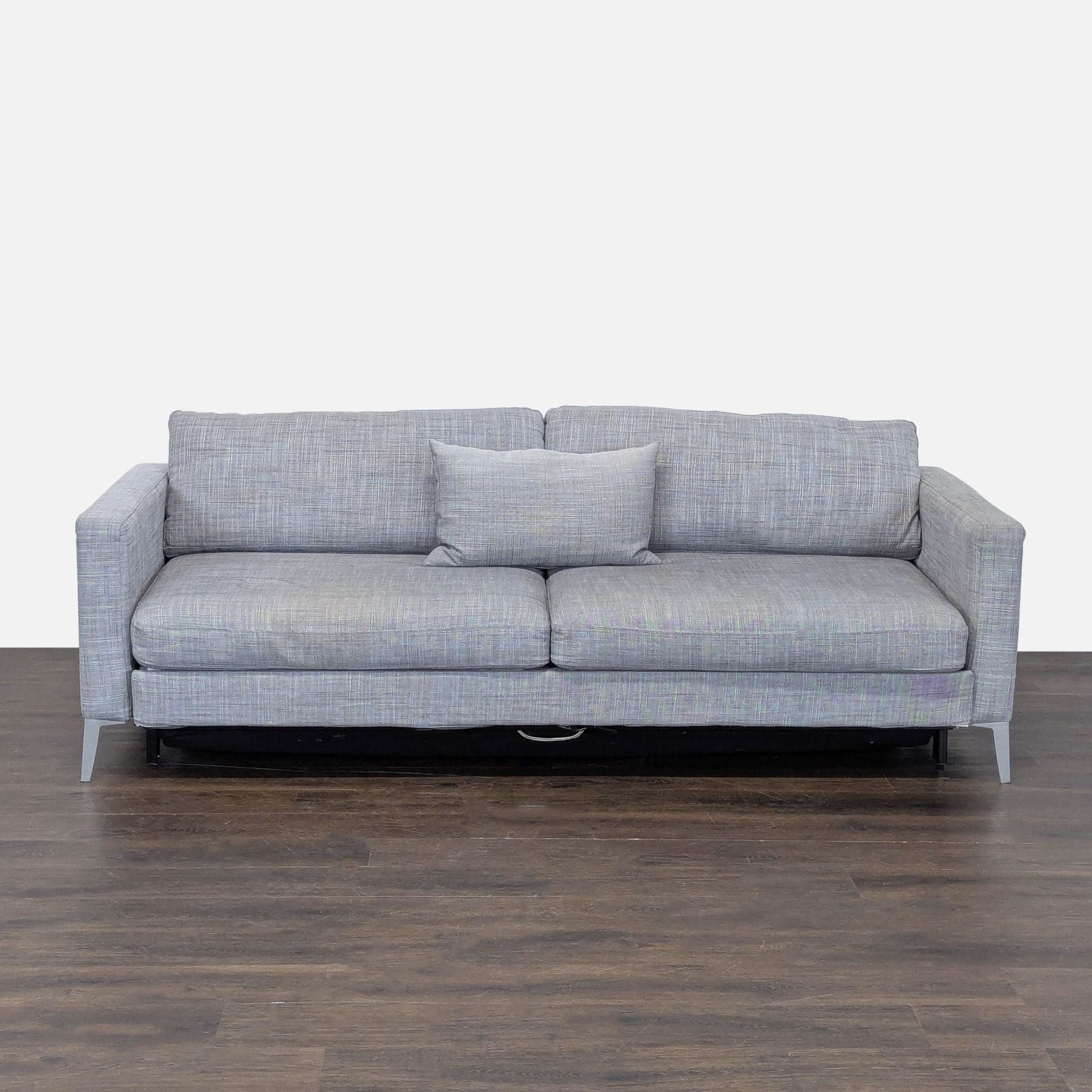 Modern Gray Sleeper Sofa with Pull-Out Bed and Pillow - Image 1