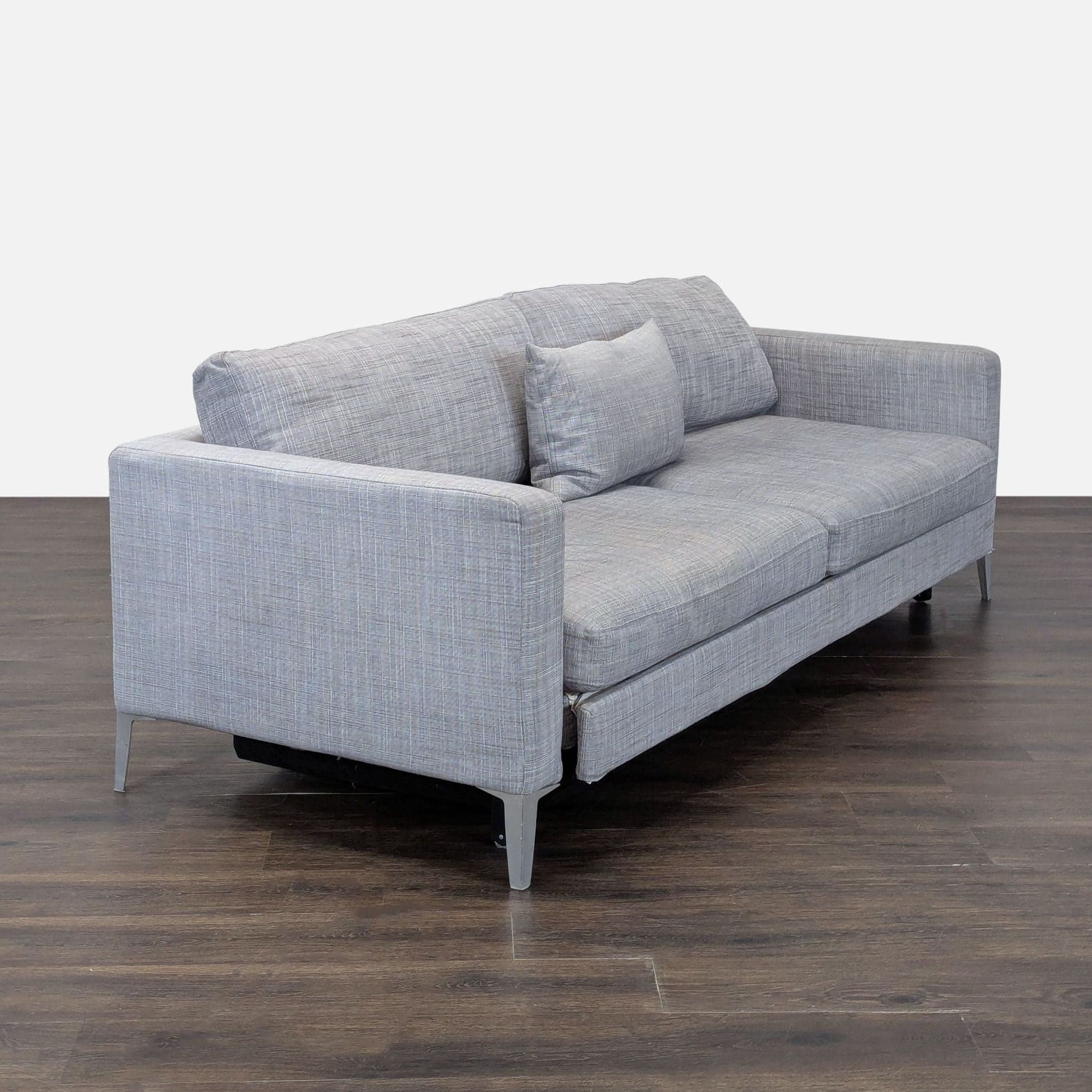 Modern Gray Sleeper Sofa with Pull-Out Bed and Pillow - Thumbnail 7