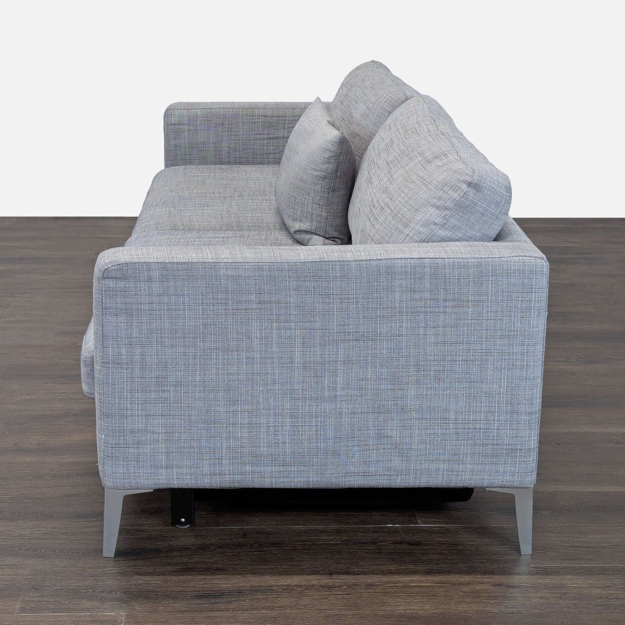 Modern Gray Sleeper Sofa with Pull-Out Bed and Pillow - Thumbnail 3