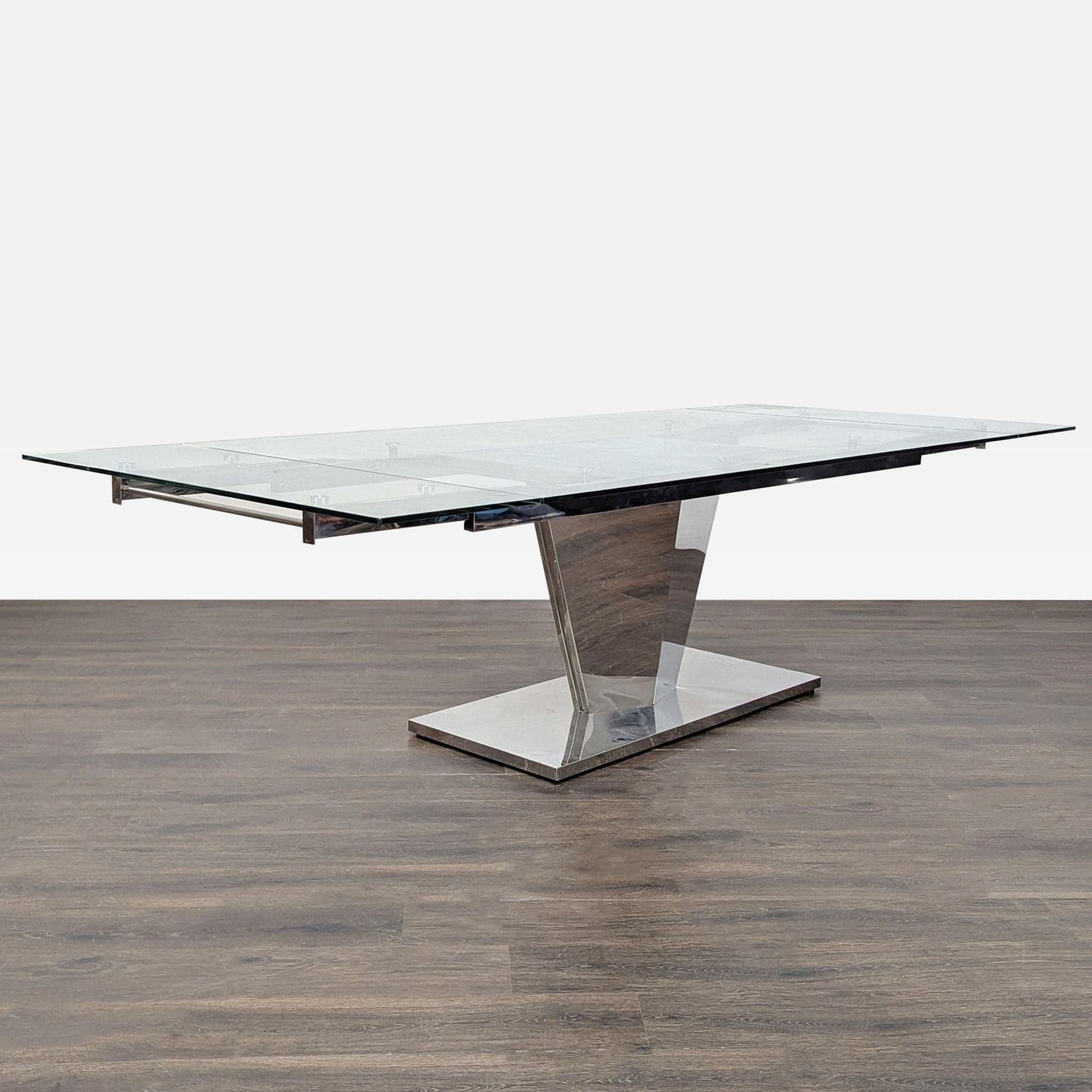 Glass and Metal Expandable Dining Table - Thumbnail 3