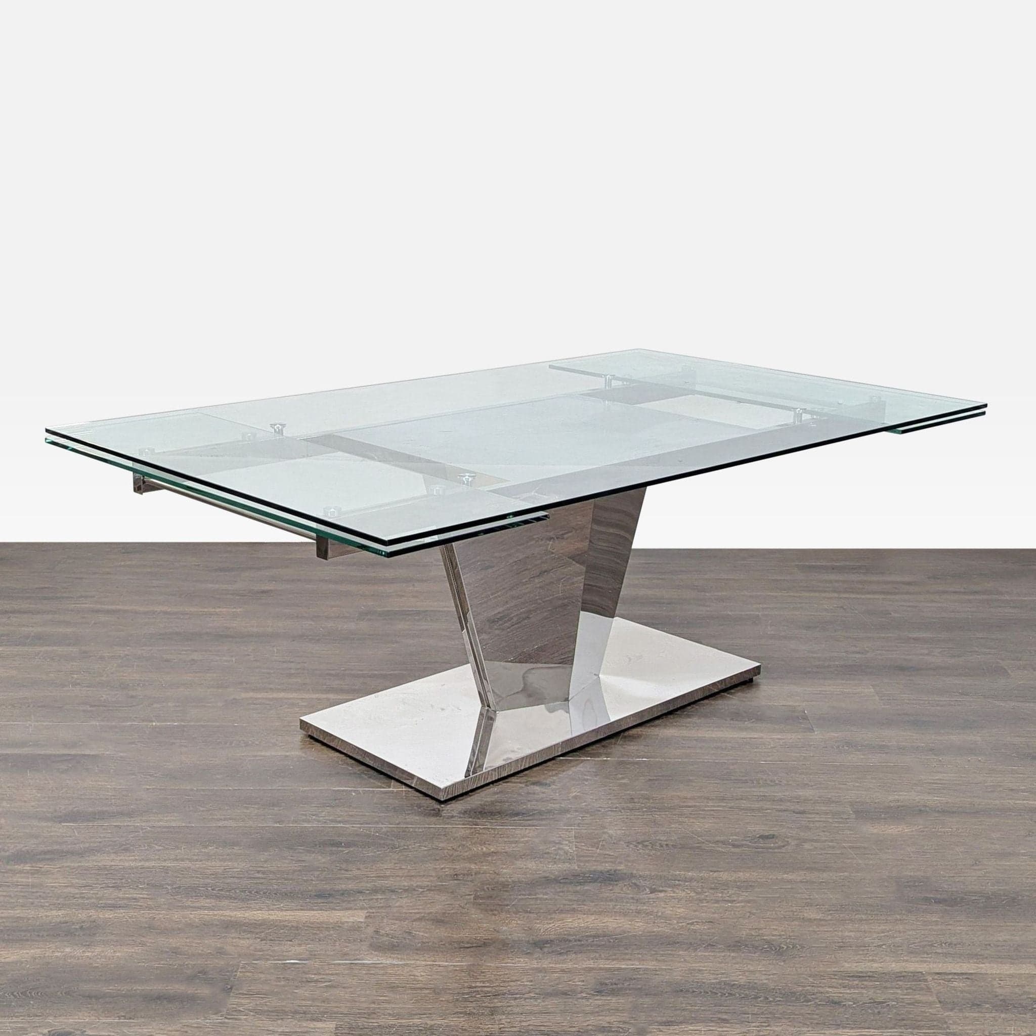 Glass and Metal Expandable Dining Table - Thumbnail 7