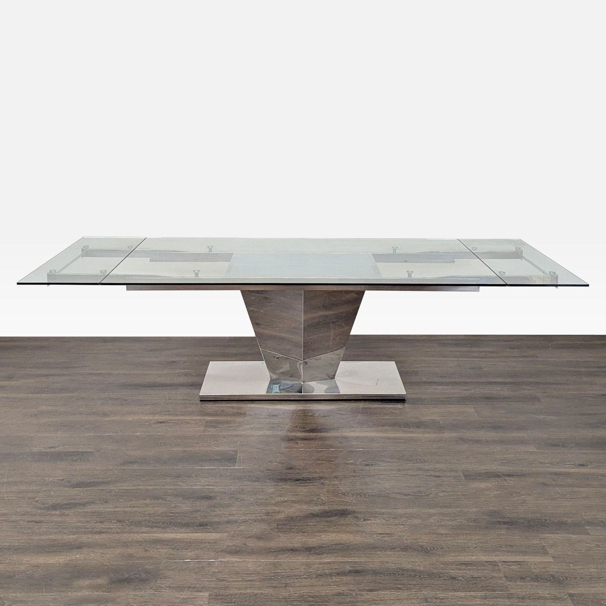 Glass and Metal Expandable Dining Table - Thumbnail 2