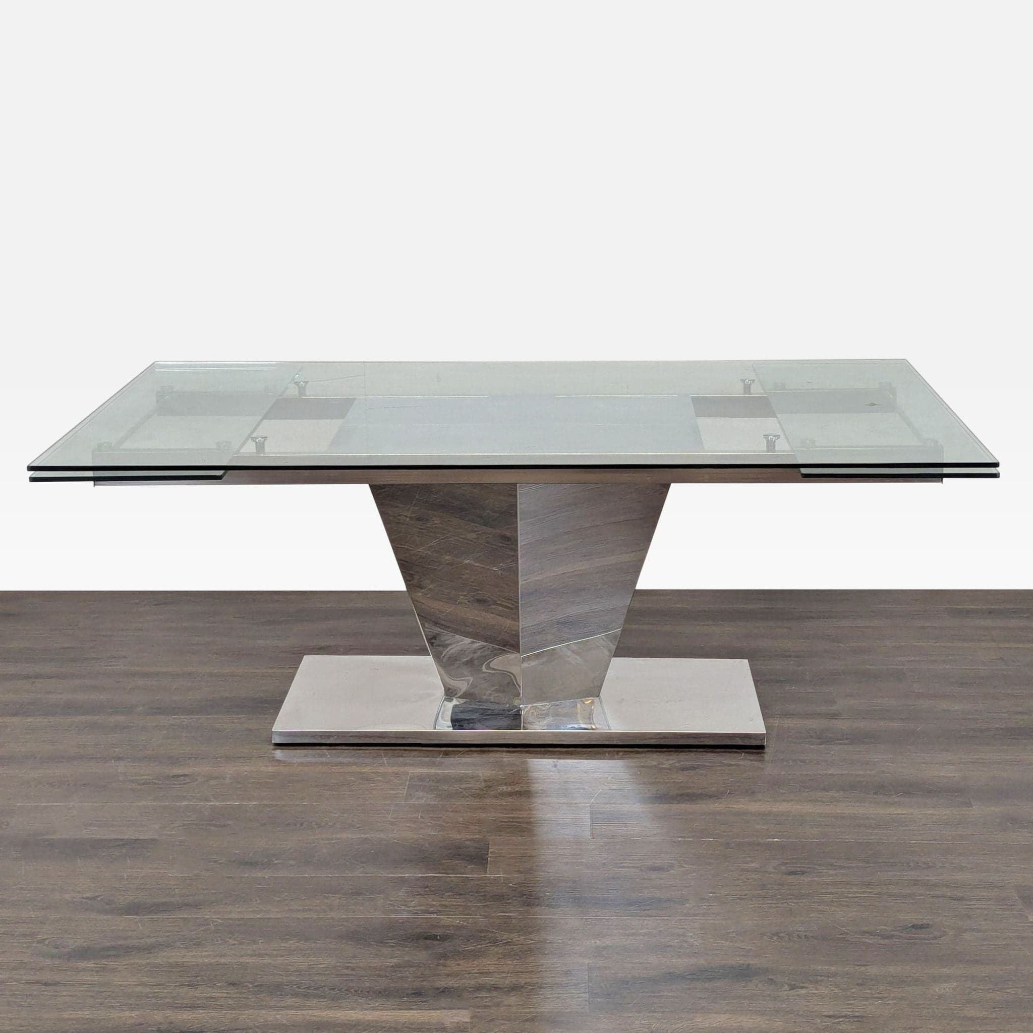 Glass and Metal Expandable Dining Table - Image 1