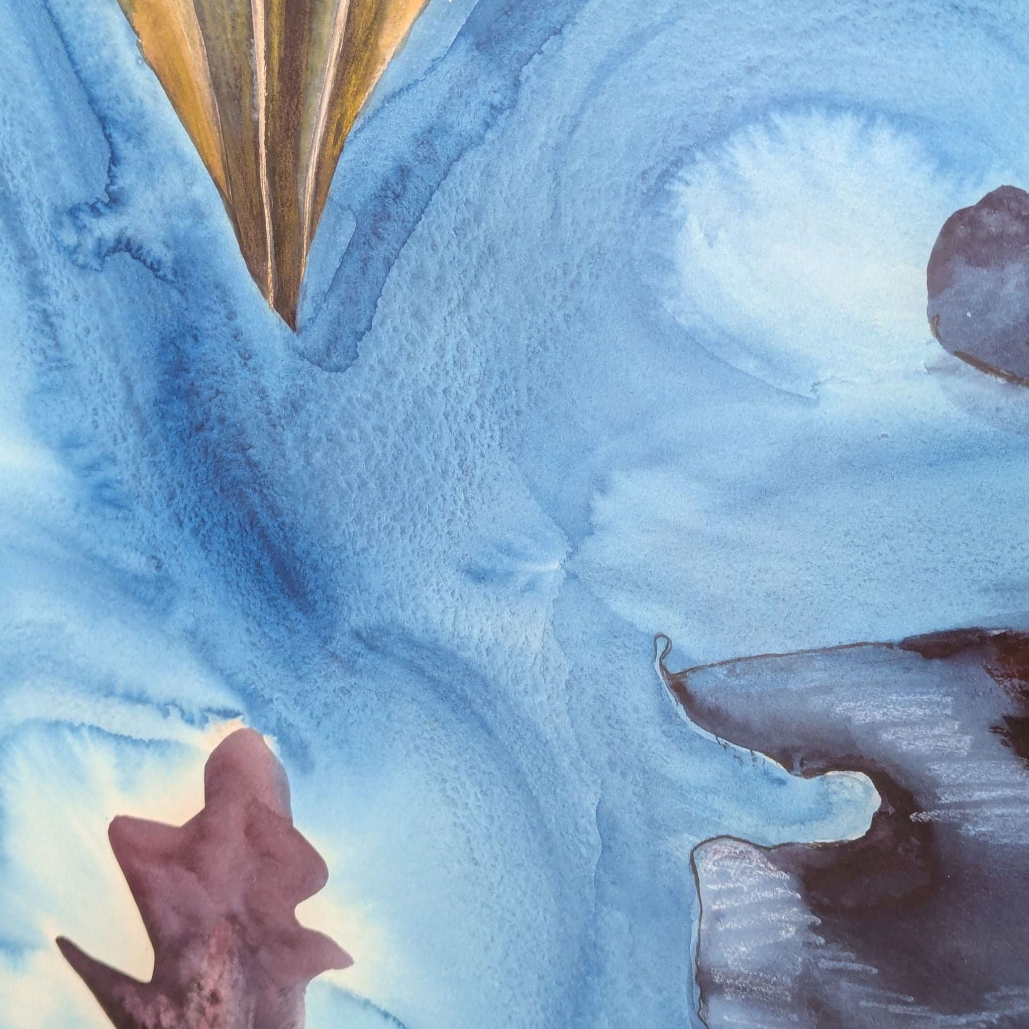 Mary Gizdich Original 1983 Abstract Watercolor Painting Framed Art “Blue Waltz” - Thumbnail 5