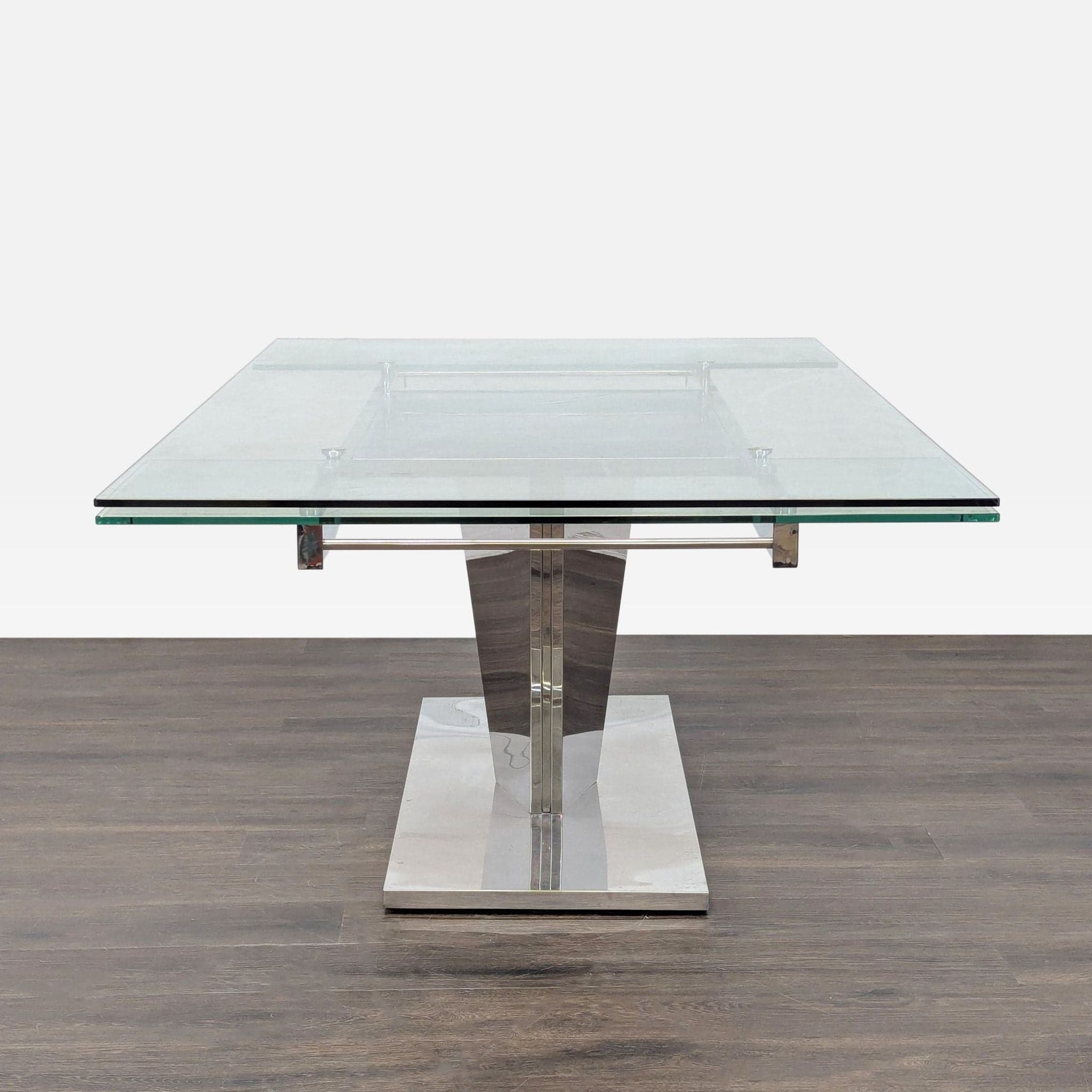 Glass and Metal Expandable Dining Table - Thumbnail 6
