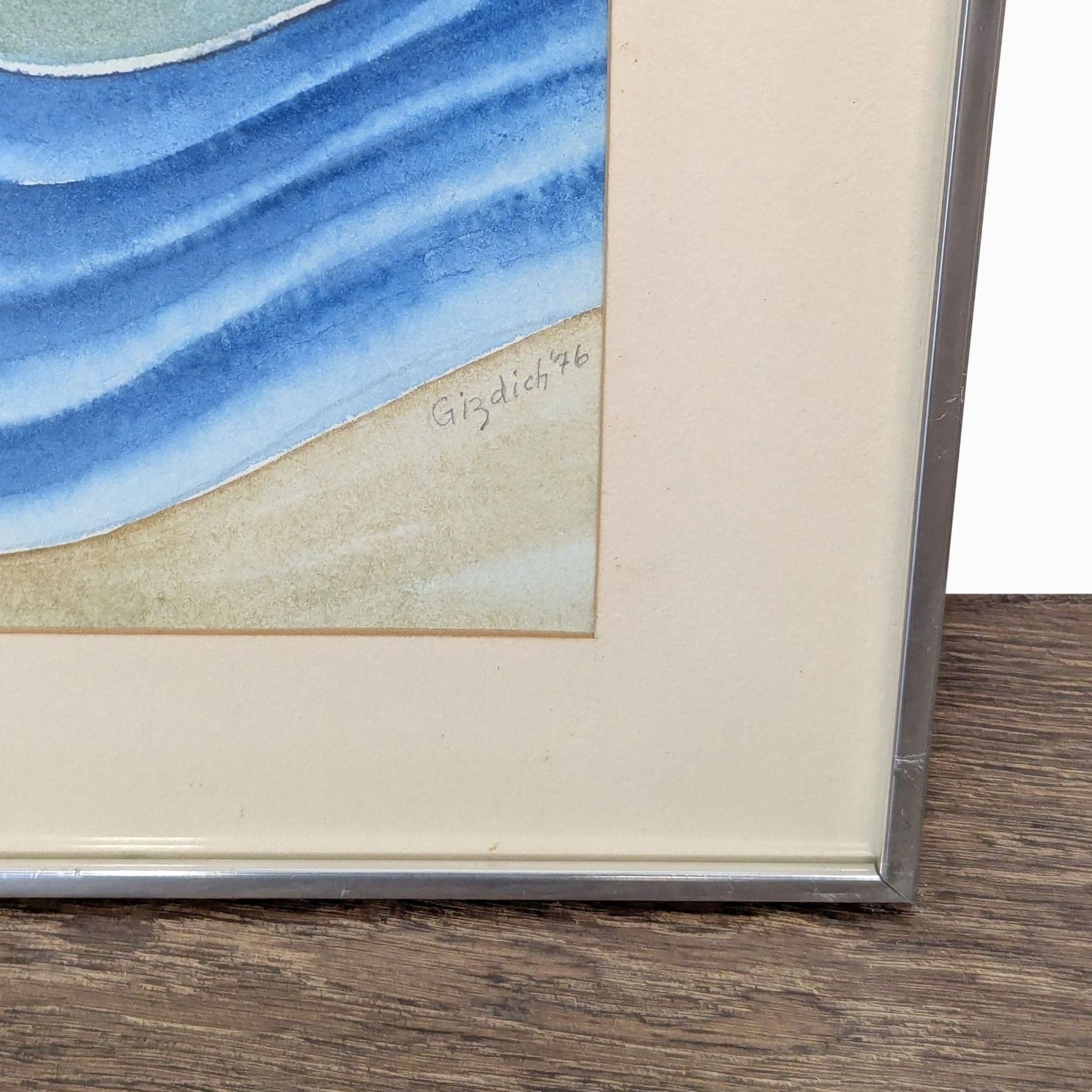 Abstract “Butterfly” Watercolor Painting by Mary Gizdich, 1976 - Framed Original Art - Thumbnail 2