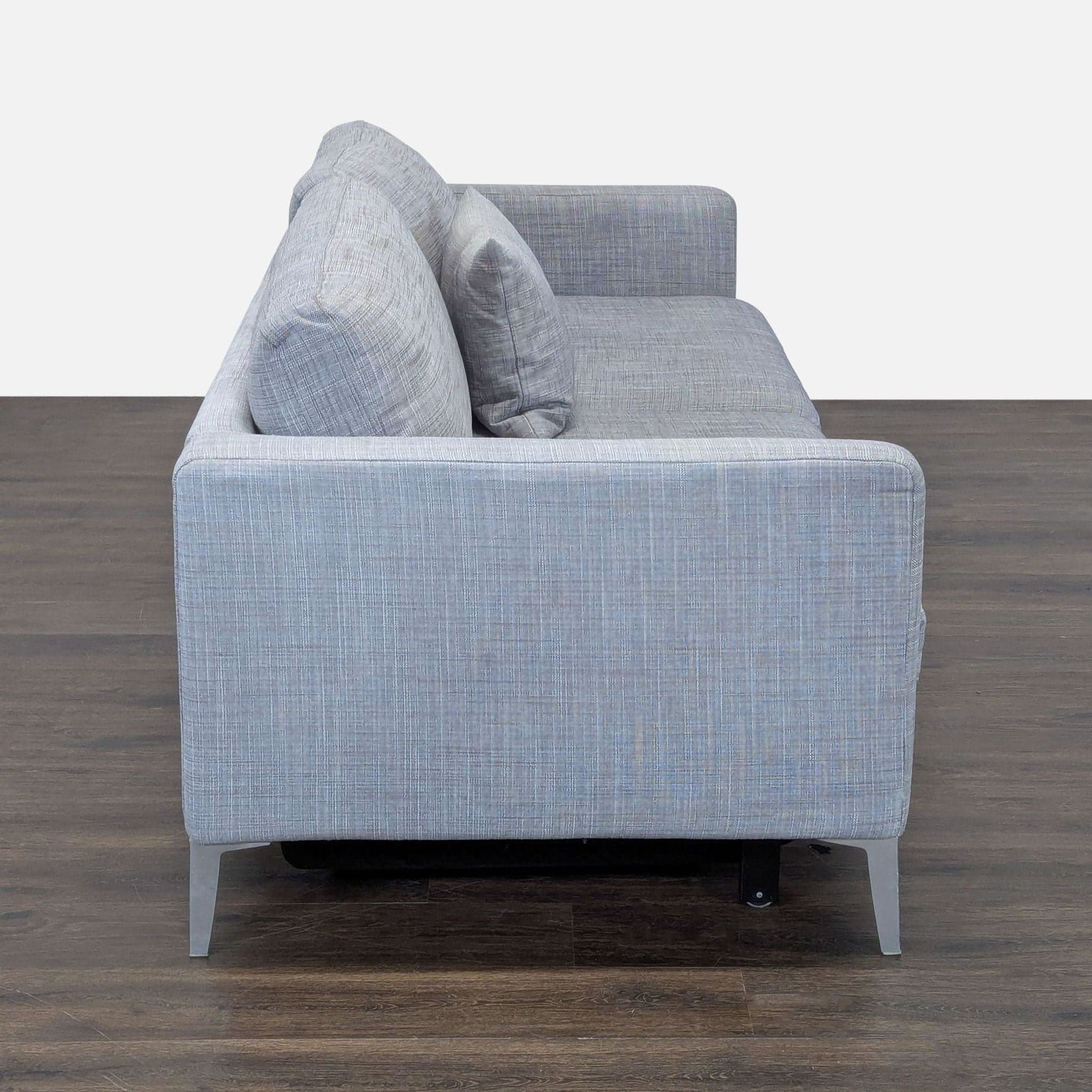 Modern Gray Sleeper Sofa with Pull-Out Bed and Pillow - Thumbnail 8