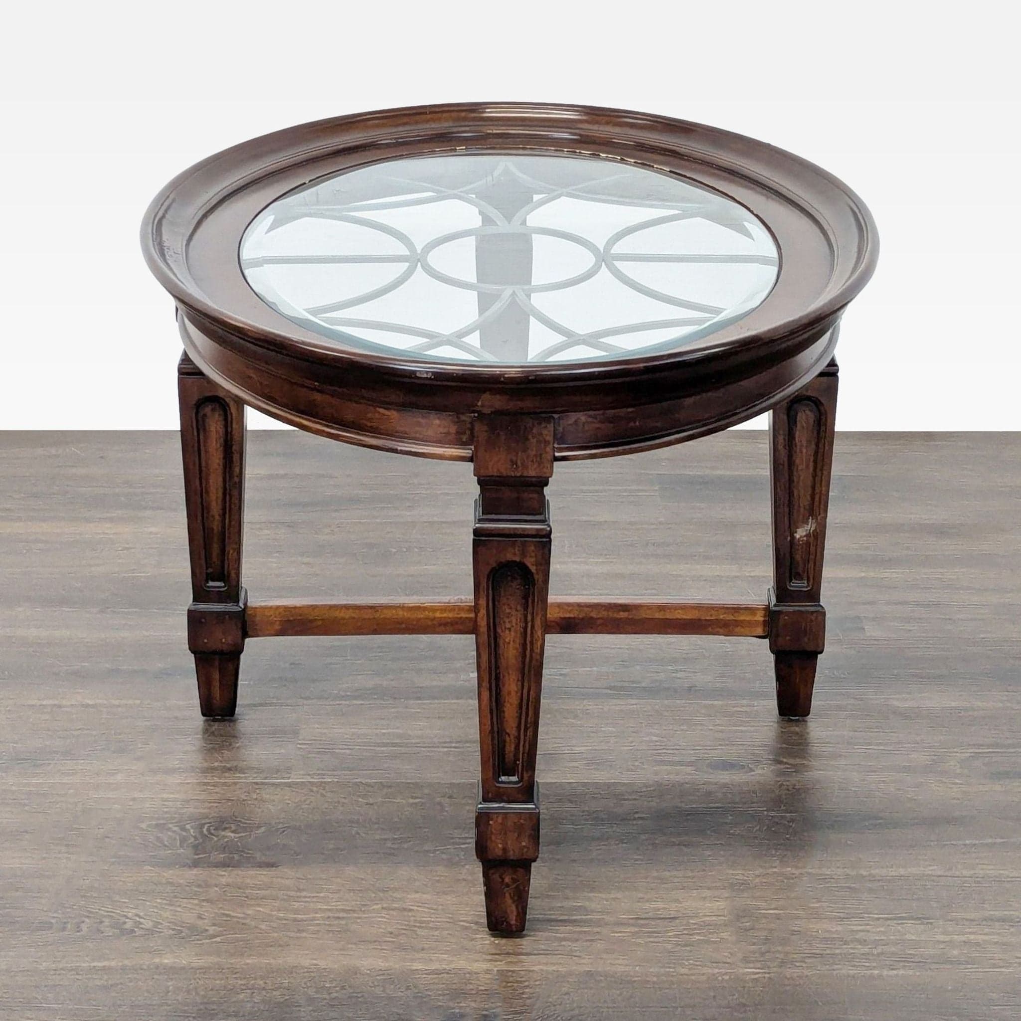 Decorative Iron and Glass Top Coffee Table - Thumbnail 6