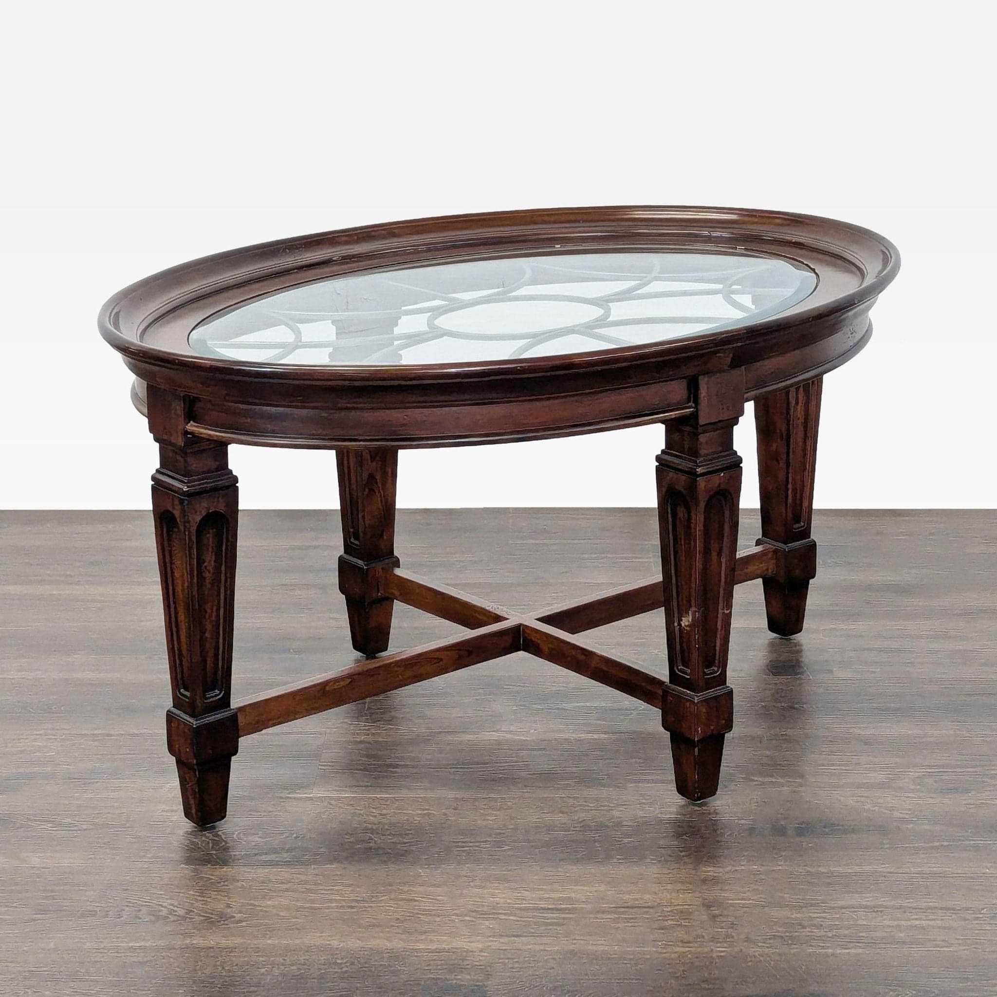 Decorative Iron and Glass Top Coffee Table - Thumbnail 5