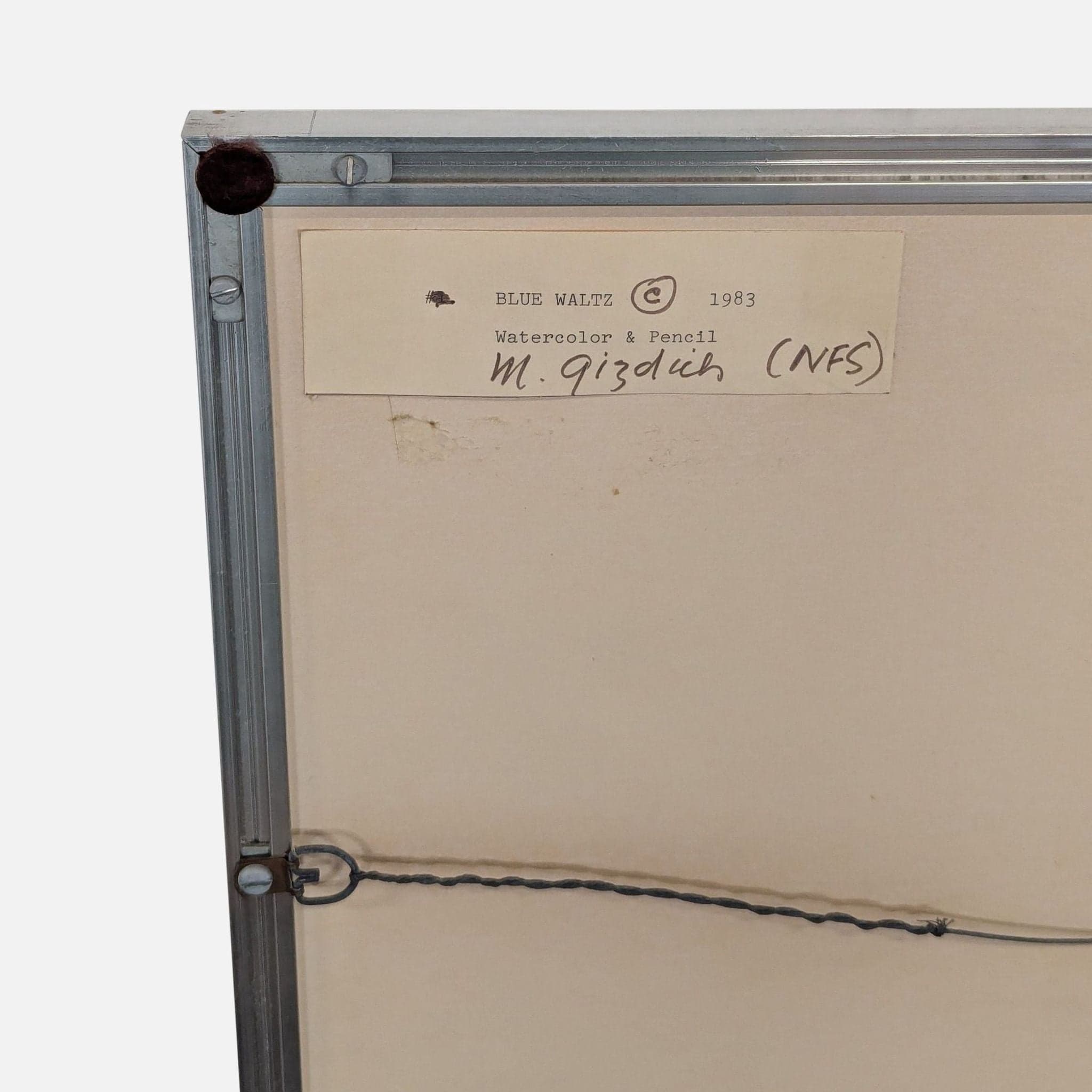 Mary Gizdich Original 1983 Abstract Watercolor Painting Framed Art “Blue Waltz” - Thumbnail 3