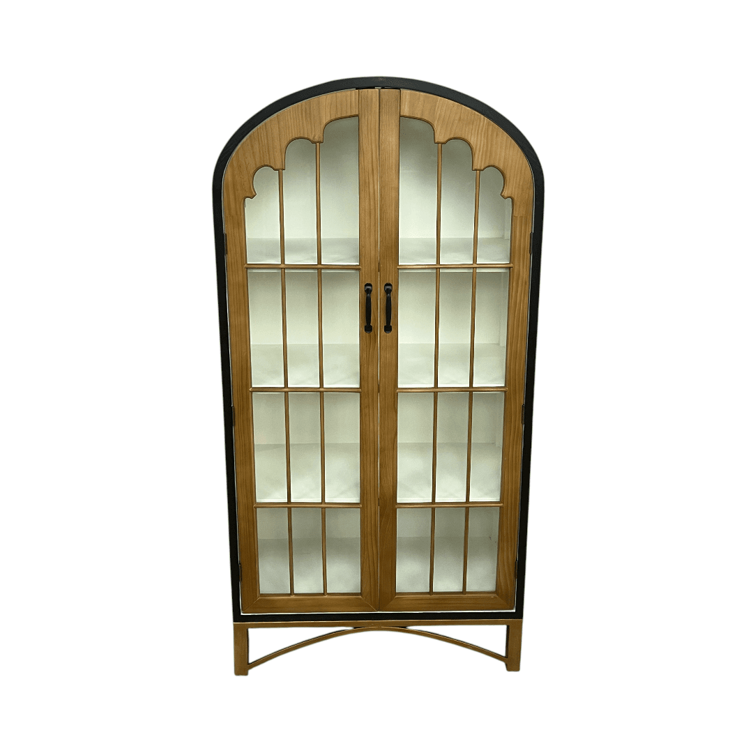 17 Stories Modern Black Solid Wood Glass China Cabinet - Thumbnail 2