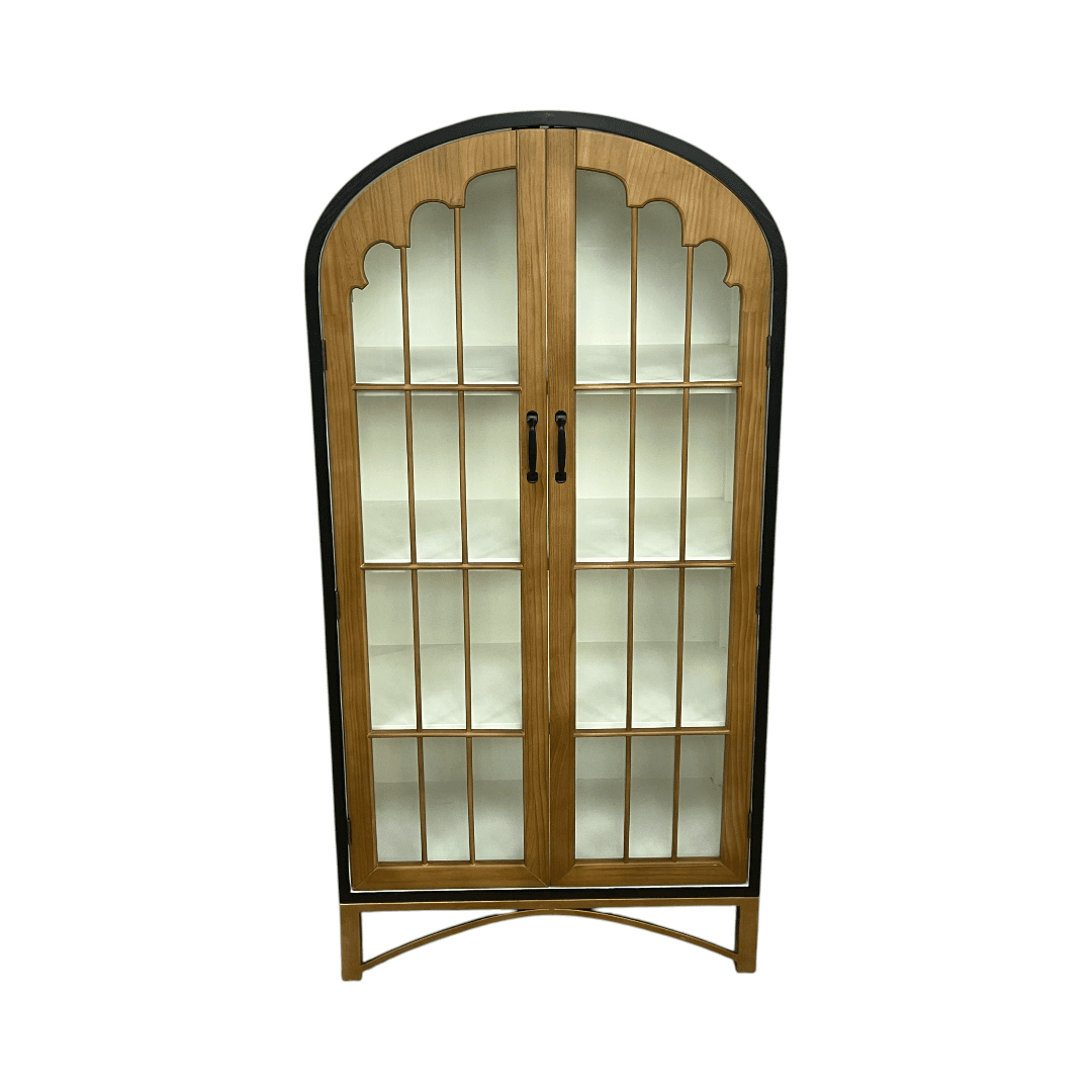 17 Stories Modern Black Solid Wood Glass China Cabinet - Thumbnail 3