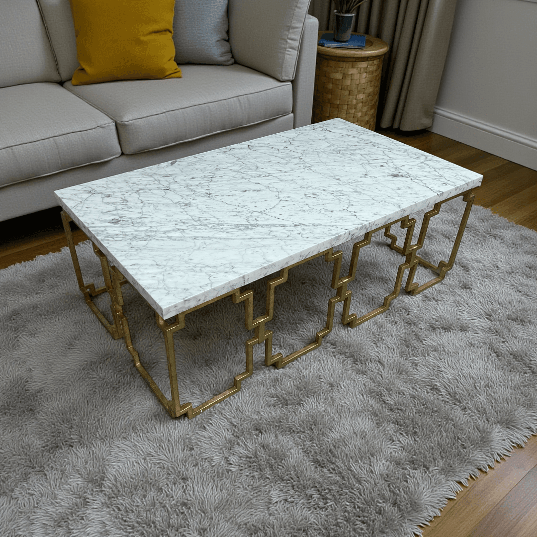 Hooker Furniture Evermore Marble Top Urban Glam Geometric Cocktail Coffee Table - Image 1